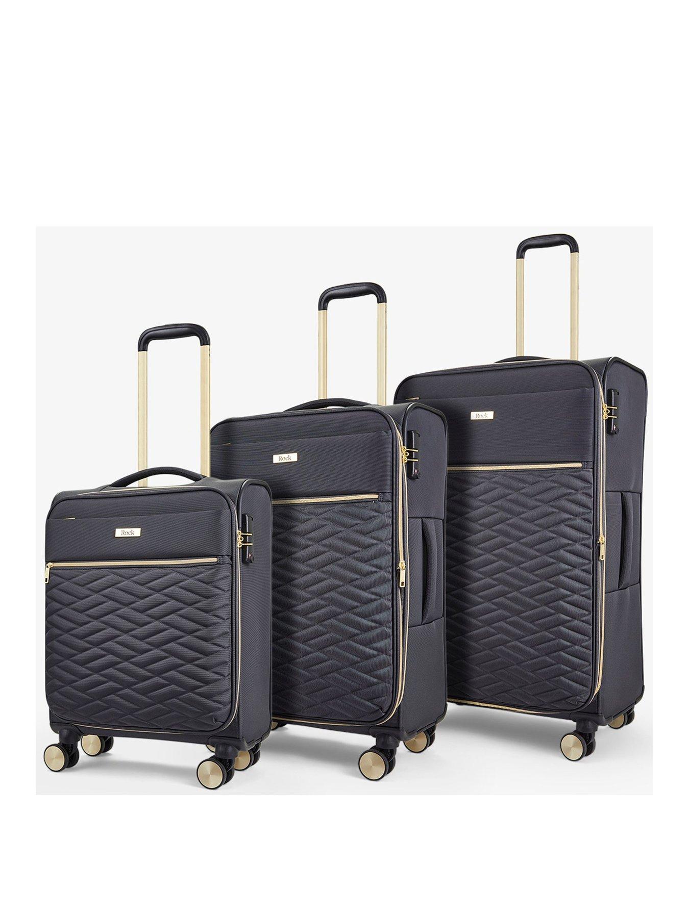 Image 1 of 7 of Rock Luggage Sloane Softshell 8 wheel expander with TSA lock 3 Pc Set