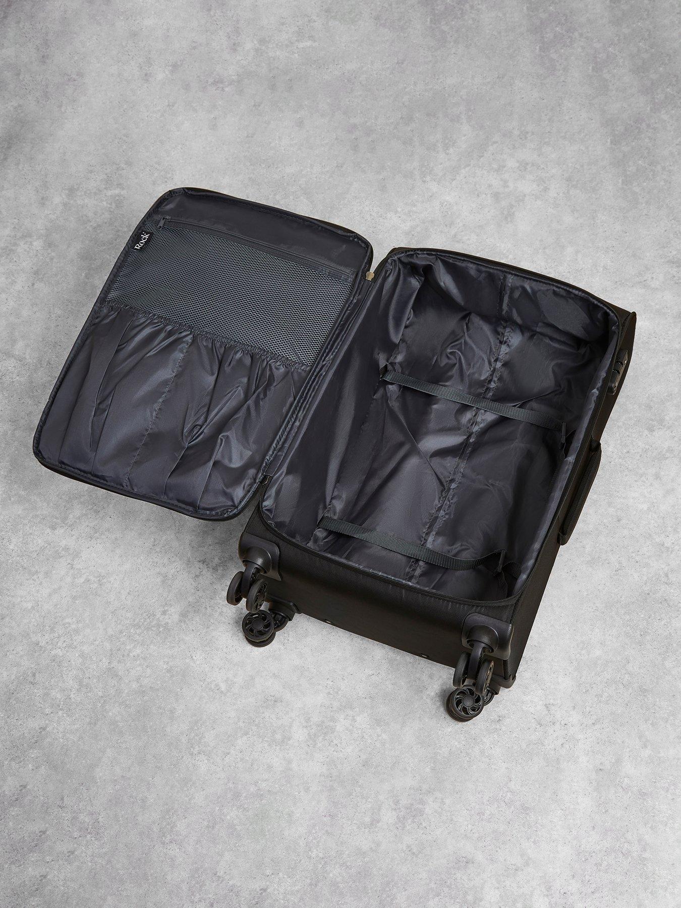 Image 3 of 4 of Rock Luggage Paris 8 Wheel Softshell Lightweight 3pc Suitcase With Lock -Black