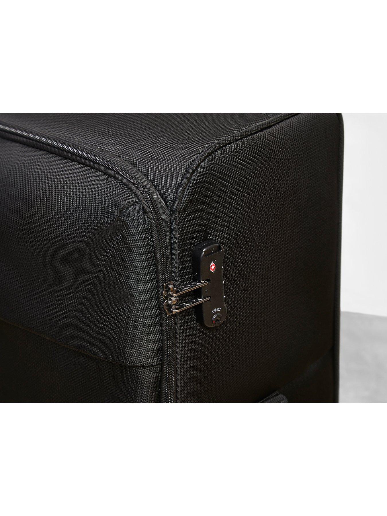 Image 4 of 4 of Rock Luggage Paris 8 Wheel Softshell Lightweight 3pc Suitcase With Lock -Black