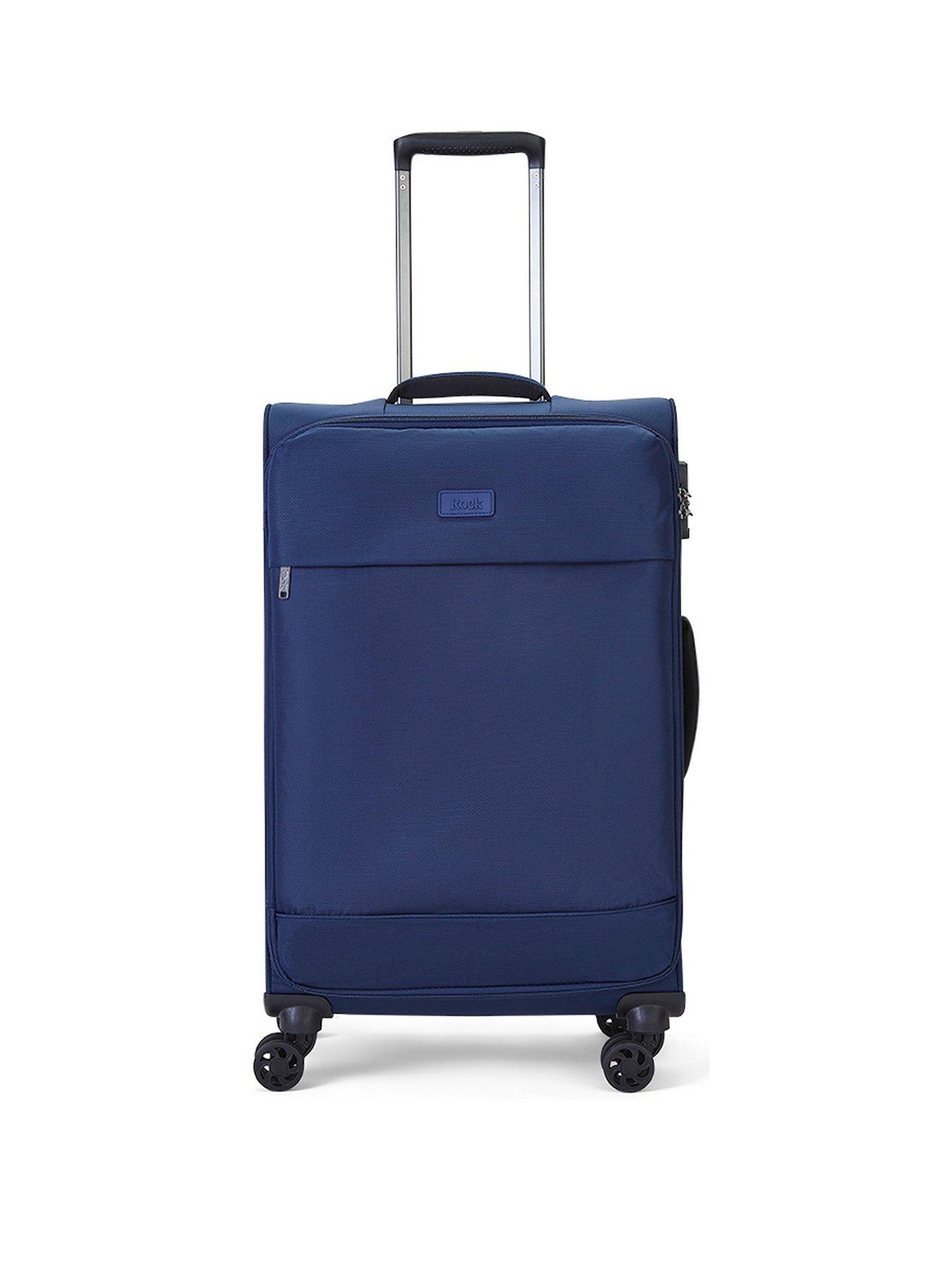 Image 2 of 5 of Rock Luggage Paris 8 Wheel Softshell Lightweight Medium Suitcase With Lock -Navy