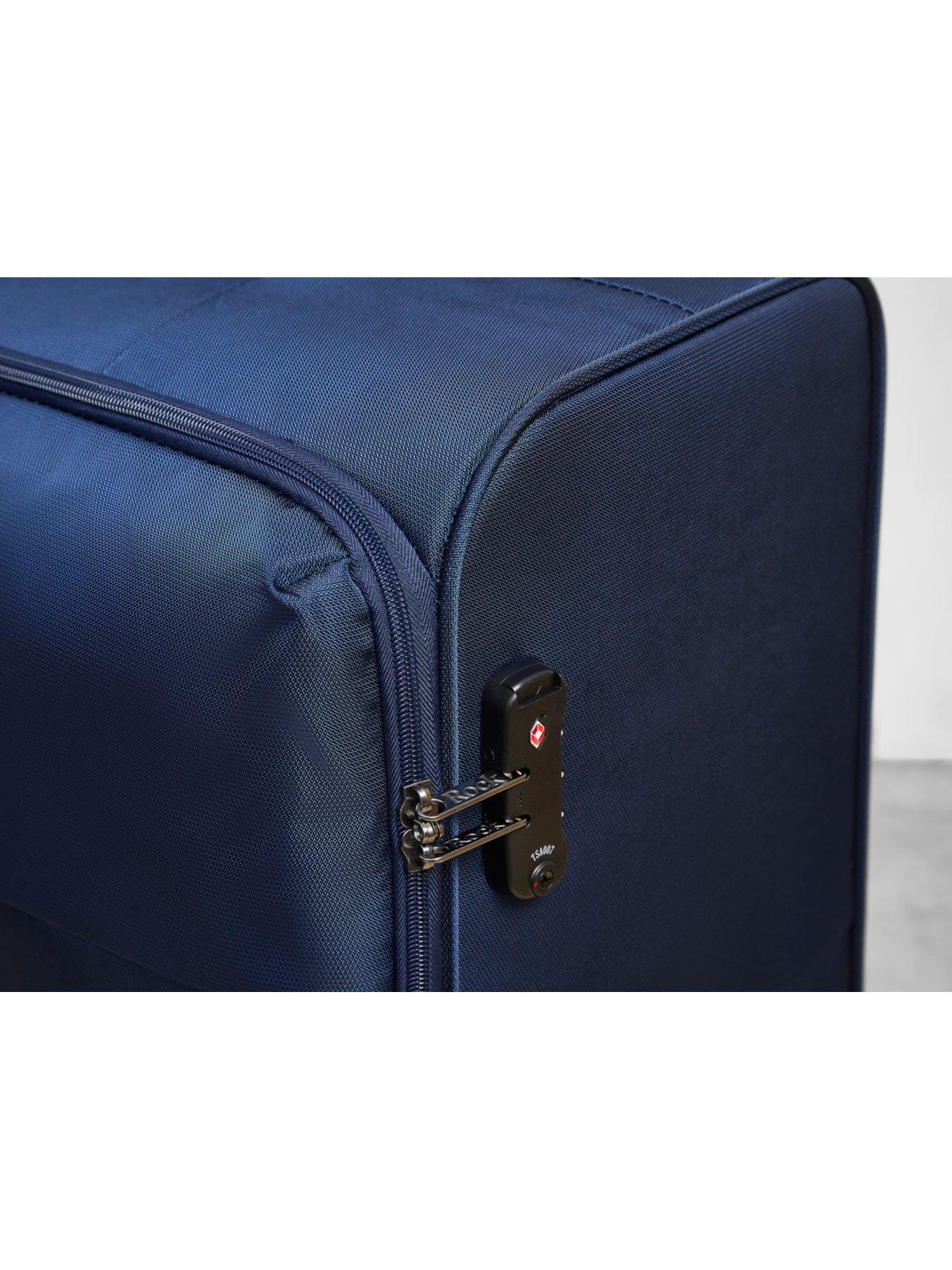 Image 5 of 5 of Rock Luggage Paris 8 Wheel Softshell Lightweight Medium Suitcase With Lock -Navy