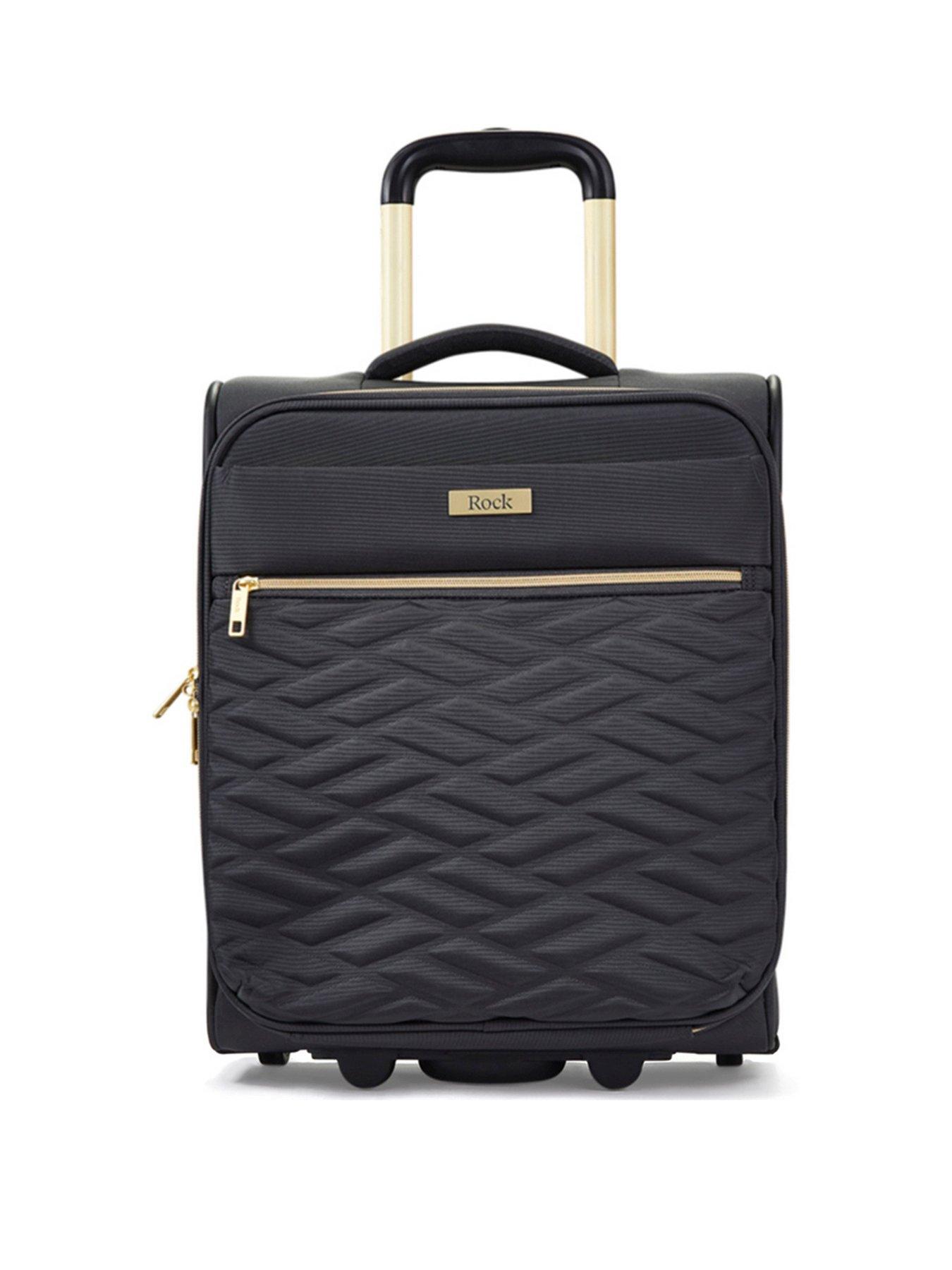 Rock Luggage Sloane Softshell 2 wheel expander with T - Black | very.co.uk