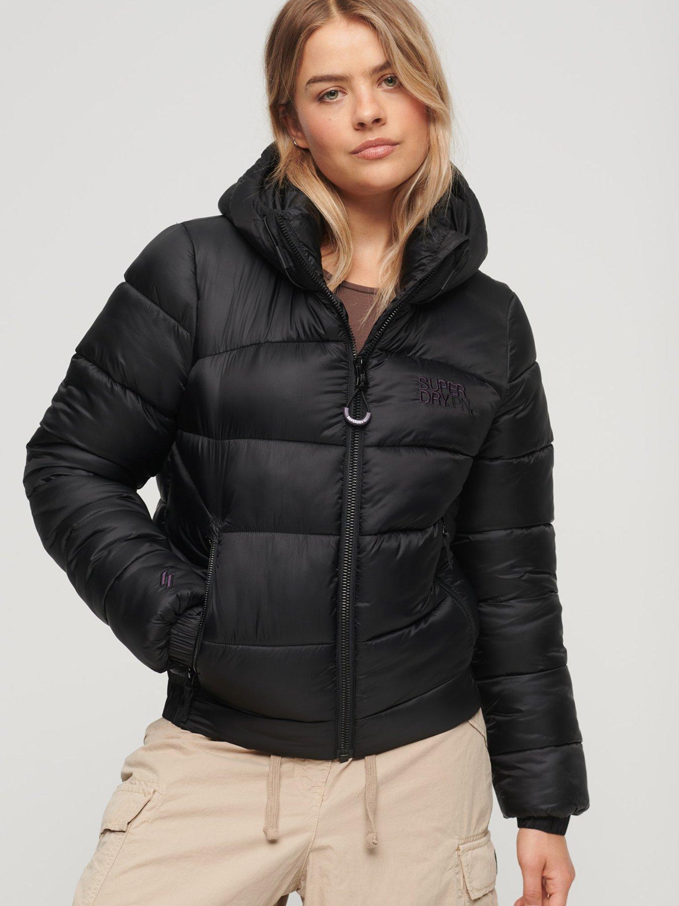 Black puffer clearance bomber jacket womens