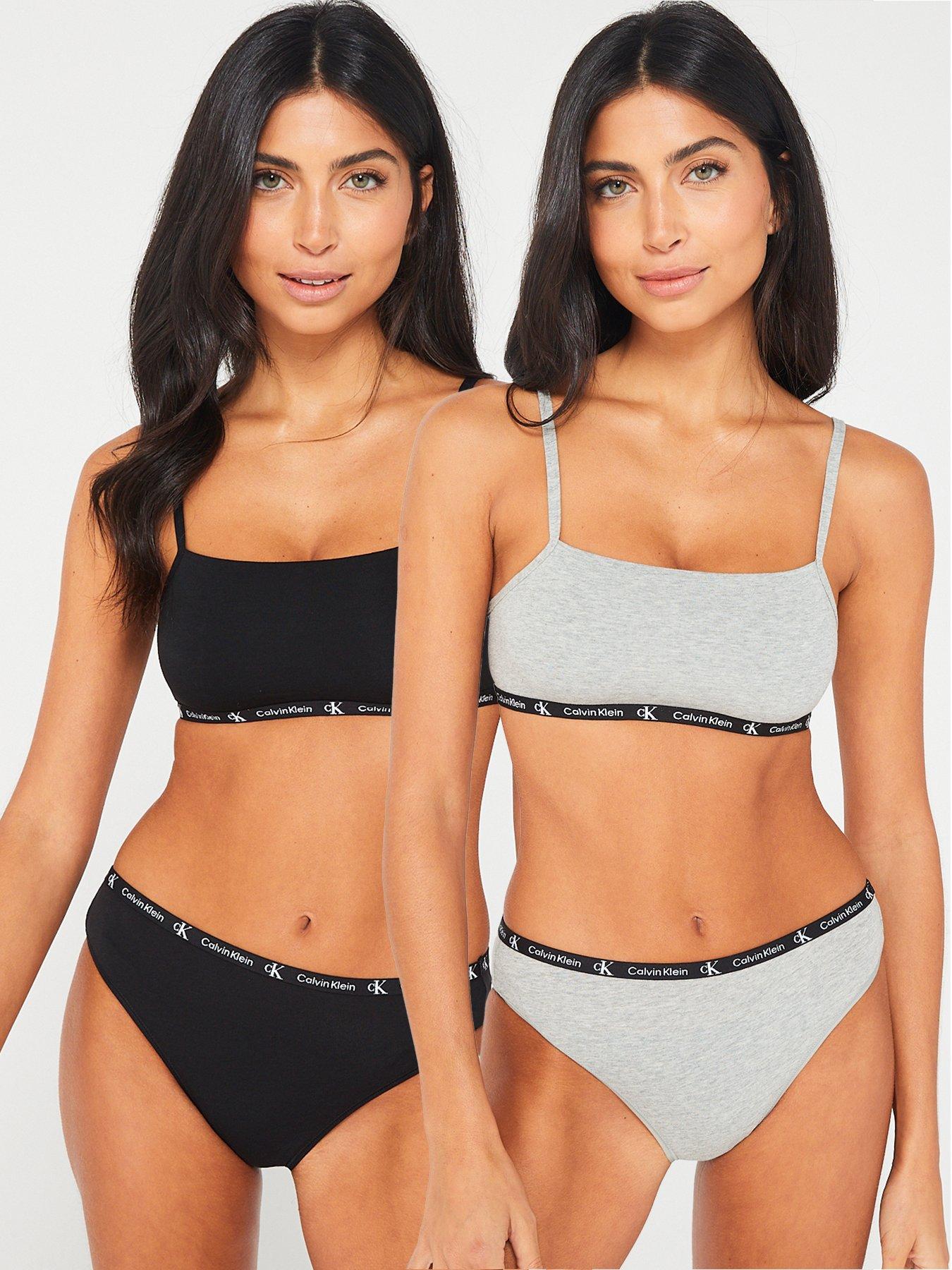 Calvin Klein Unlined Bralette 2 Pack - Black / Grey