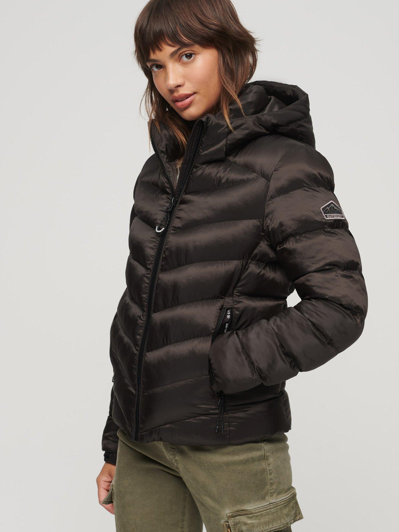 Superdry Hooded Fuji Padded Jacket - Brown | Very.co.uk