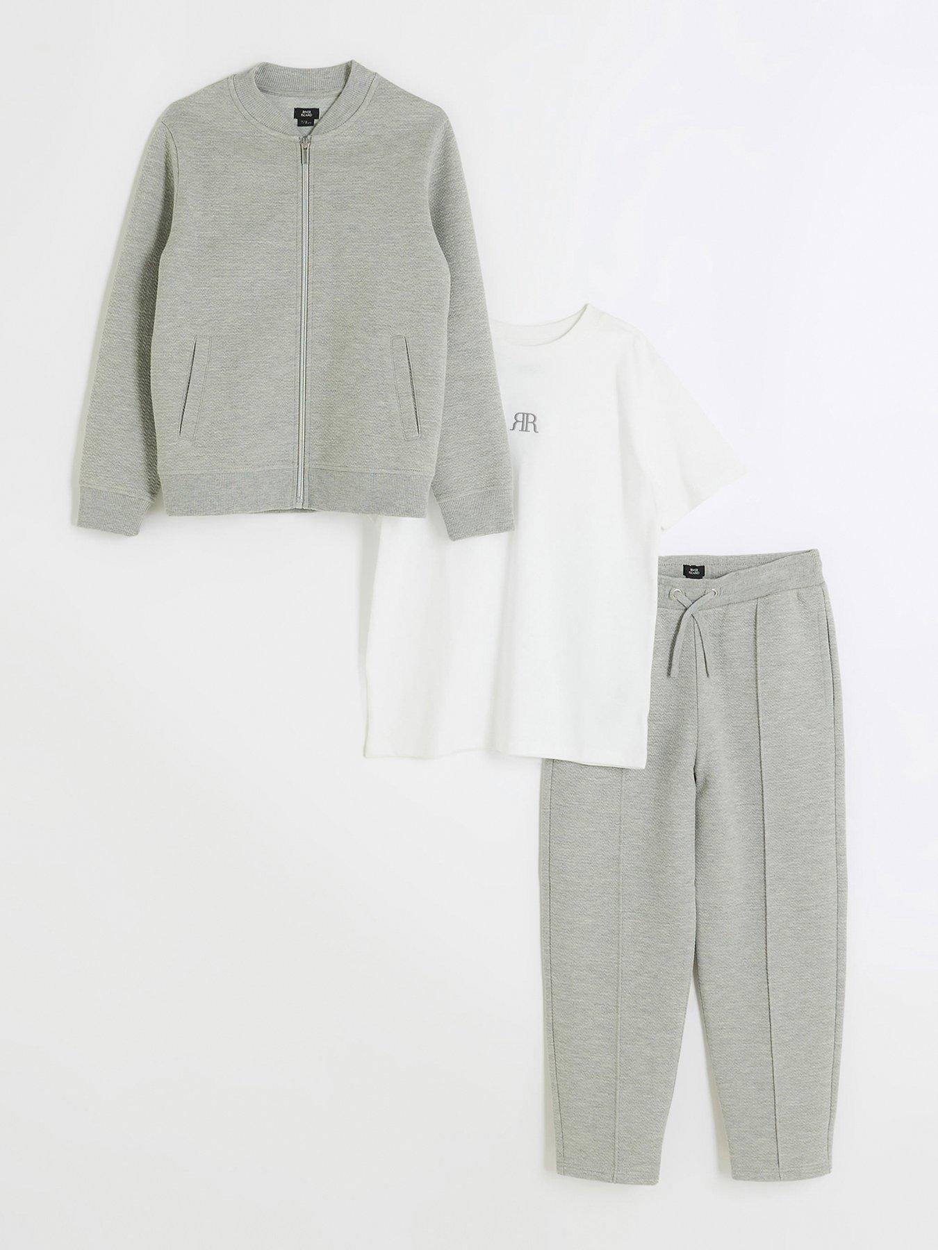 River Island Boys Zip Up Sweatshirt And Joggers Set Grey very