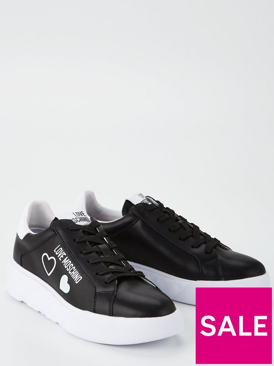 stillFront image of love-moschino-heart-love-logo-trainers-black