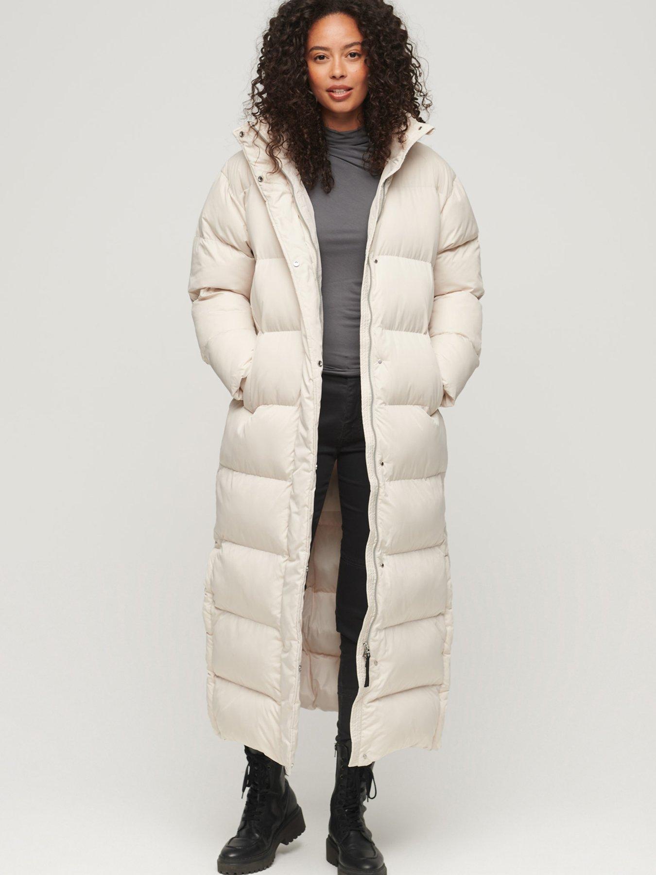 Superdry Maxi Hooded Padded Coat - Beige