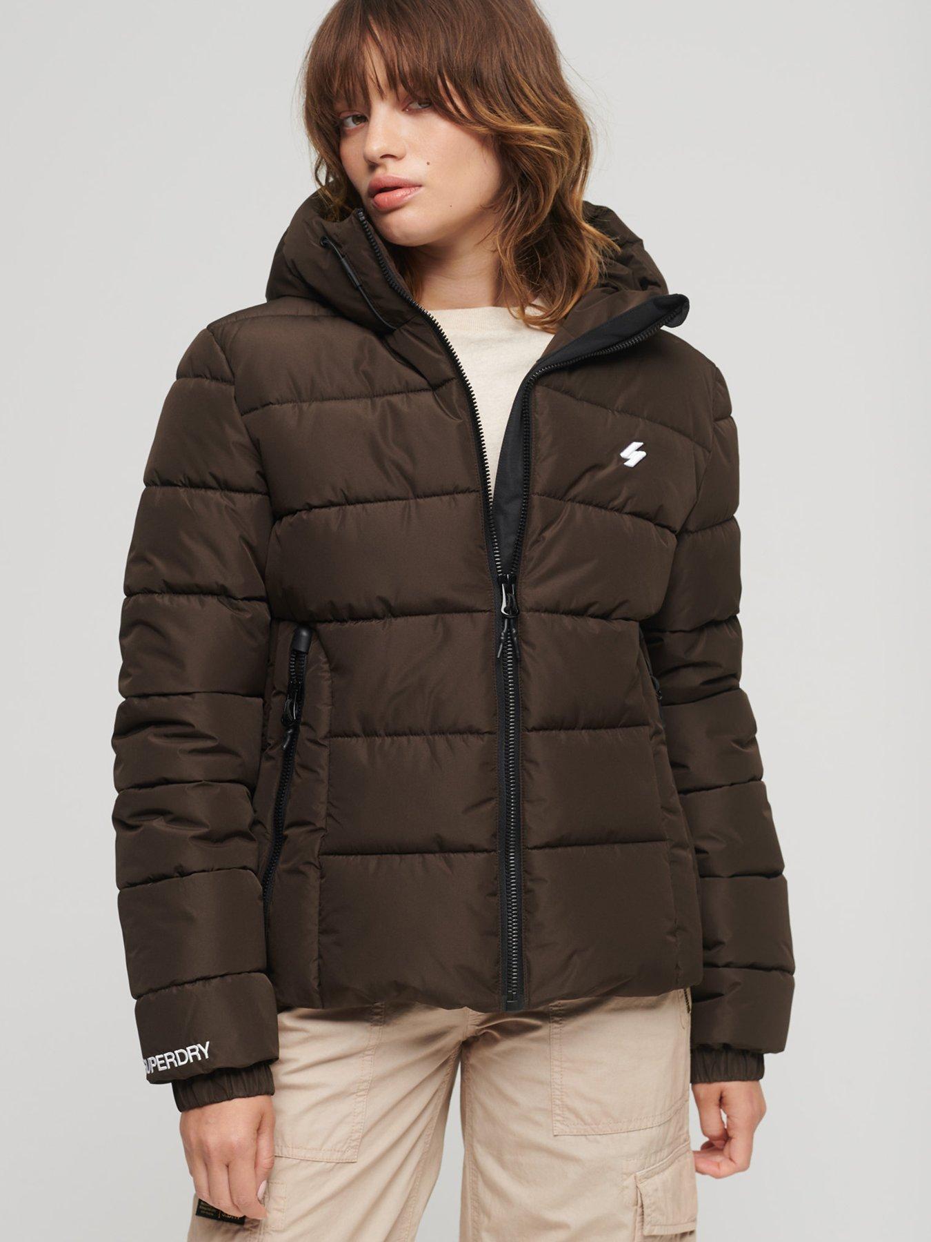 Superdry Hooded Spirit Sports Puffer Jacket - Brown