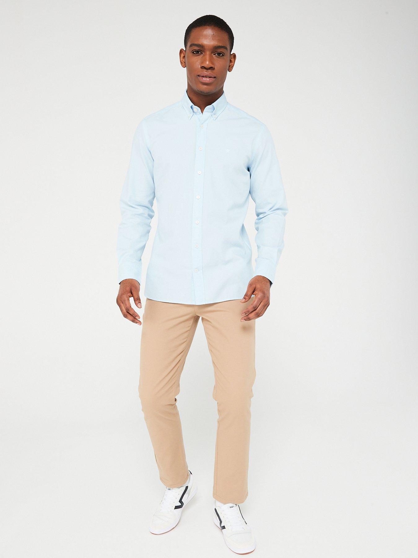 Garmet Dyed Slim Fit Long Sleeve Oxford Shirt Blue