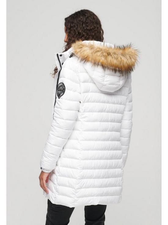 stillFront image of superdry-fuji-hooded-mid-length-puffer-coat-white