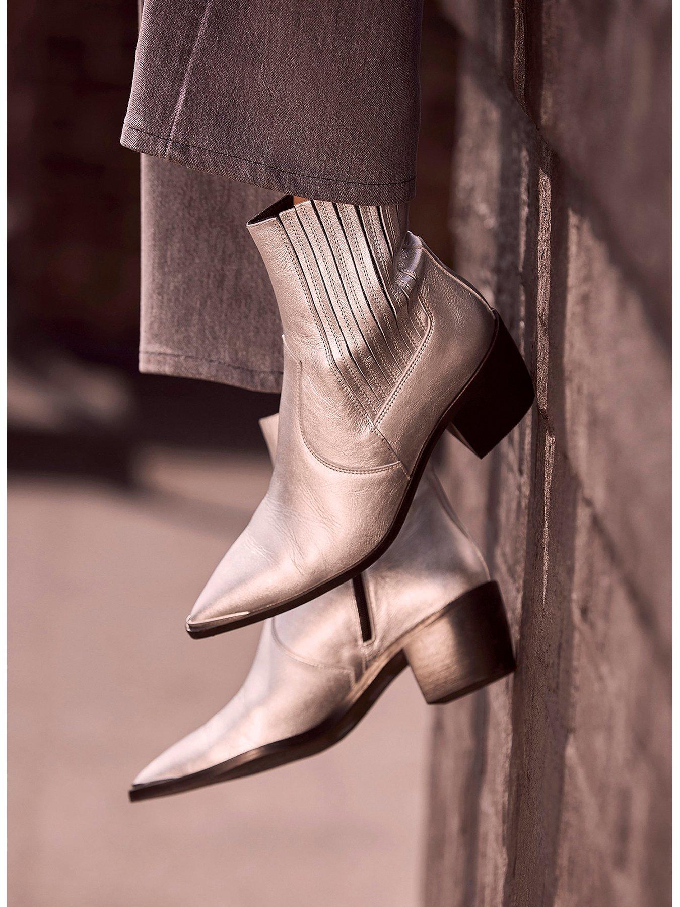 Silver ankle best sale cowboy boots