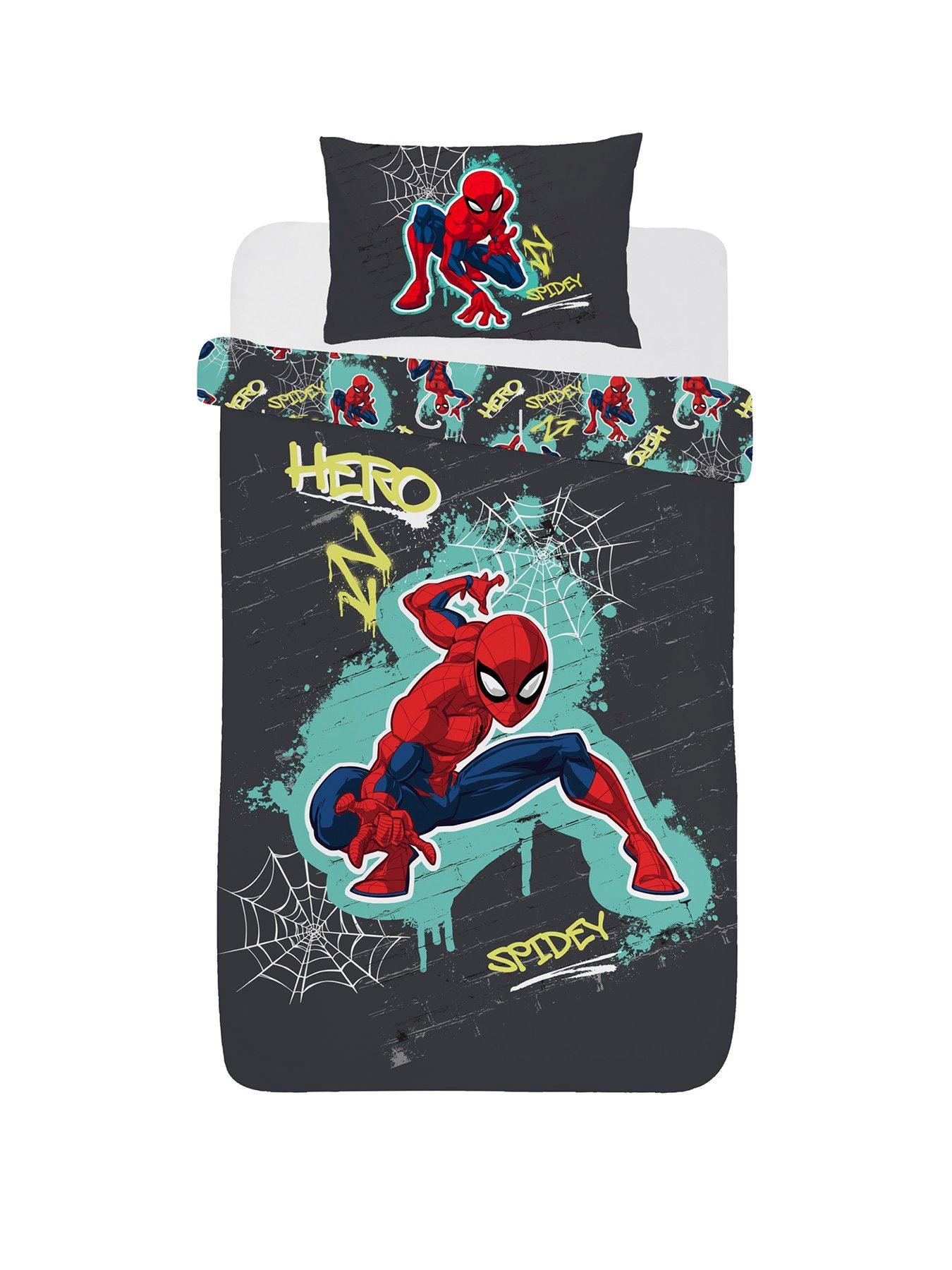 Spiderman Web Single Bedding Set | Duvet Cover 140x200 Cm + 65x65 Cm Pillowcase, Polycotton