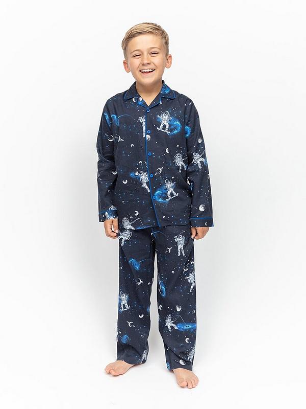 Minijammies Boys Aldrin Sporty Astronaut Long Sleeve Pyjamas - Navy