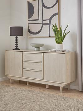 Product photograph of Very Home Marcel 2 Door 3 Drawer Sideboard - Oak from very.co.uk