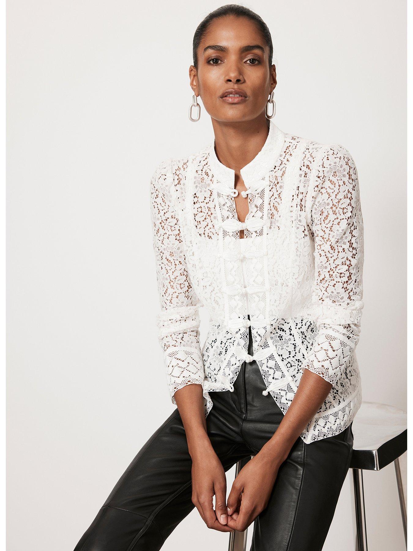 Ivory High Neck Lace Top