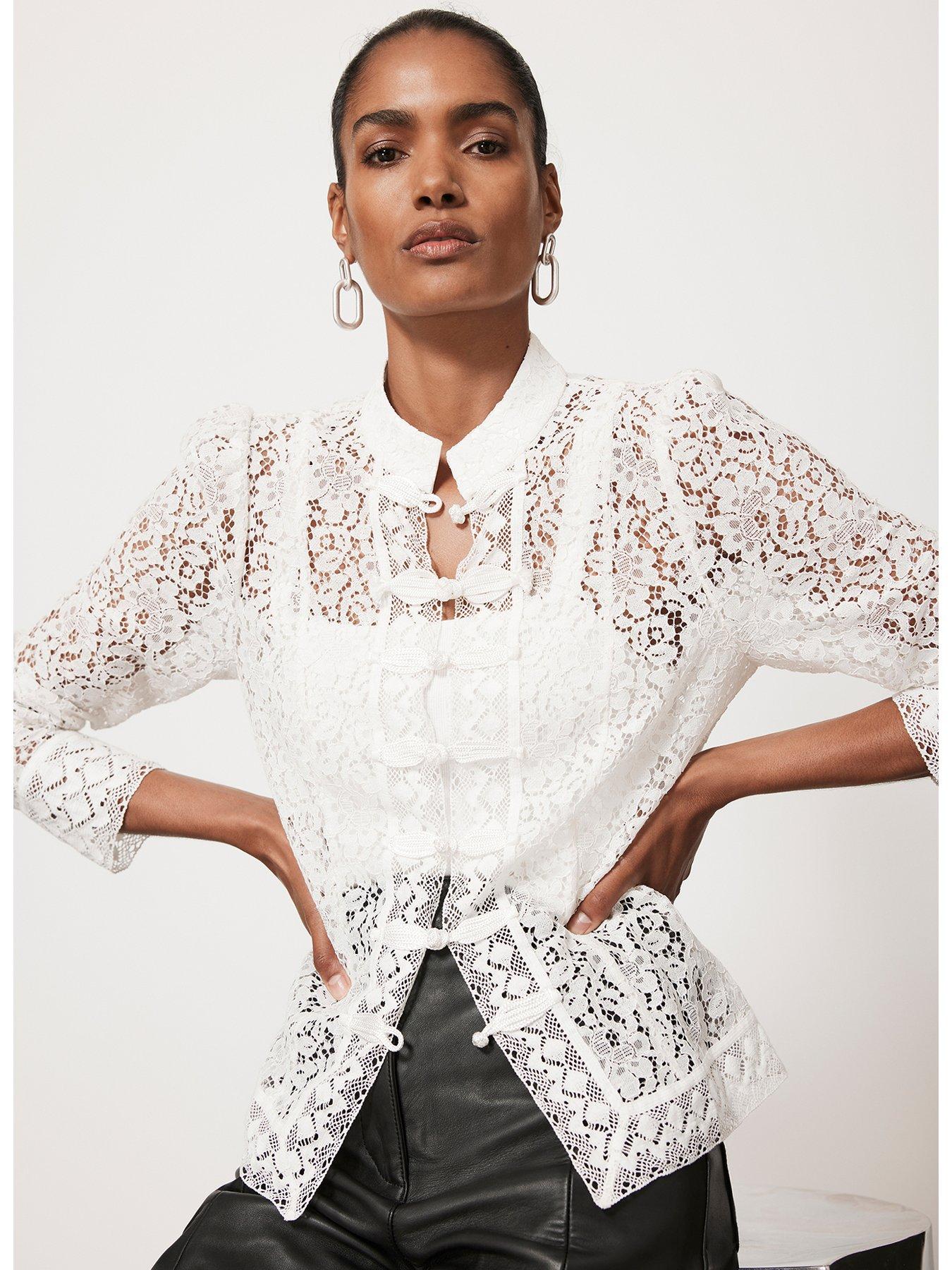 Ivory High Neck Lace Top