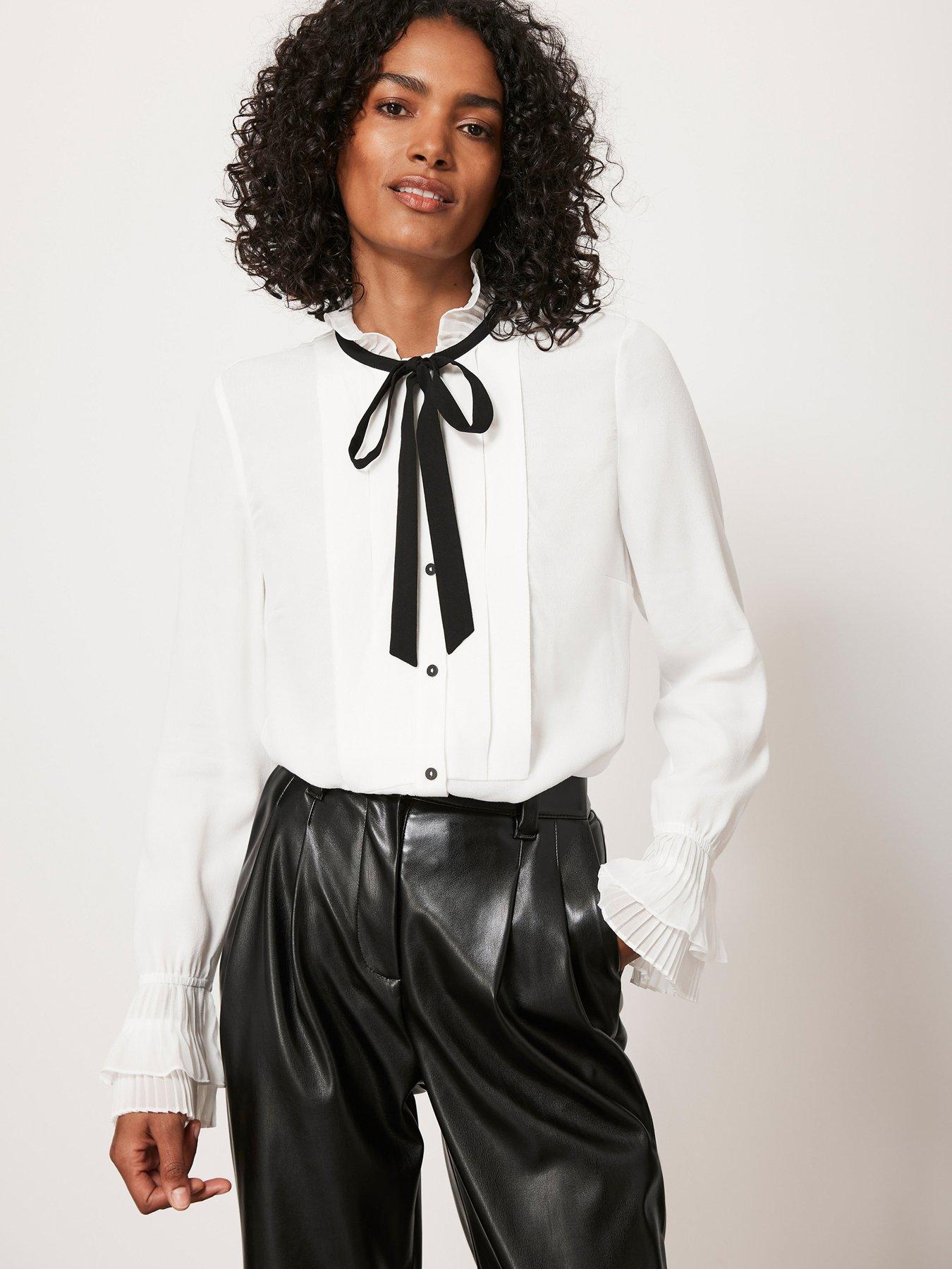 Ivory Contrast Bow Blouse