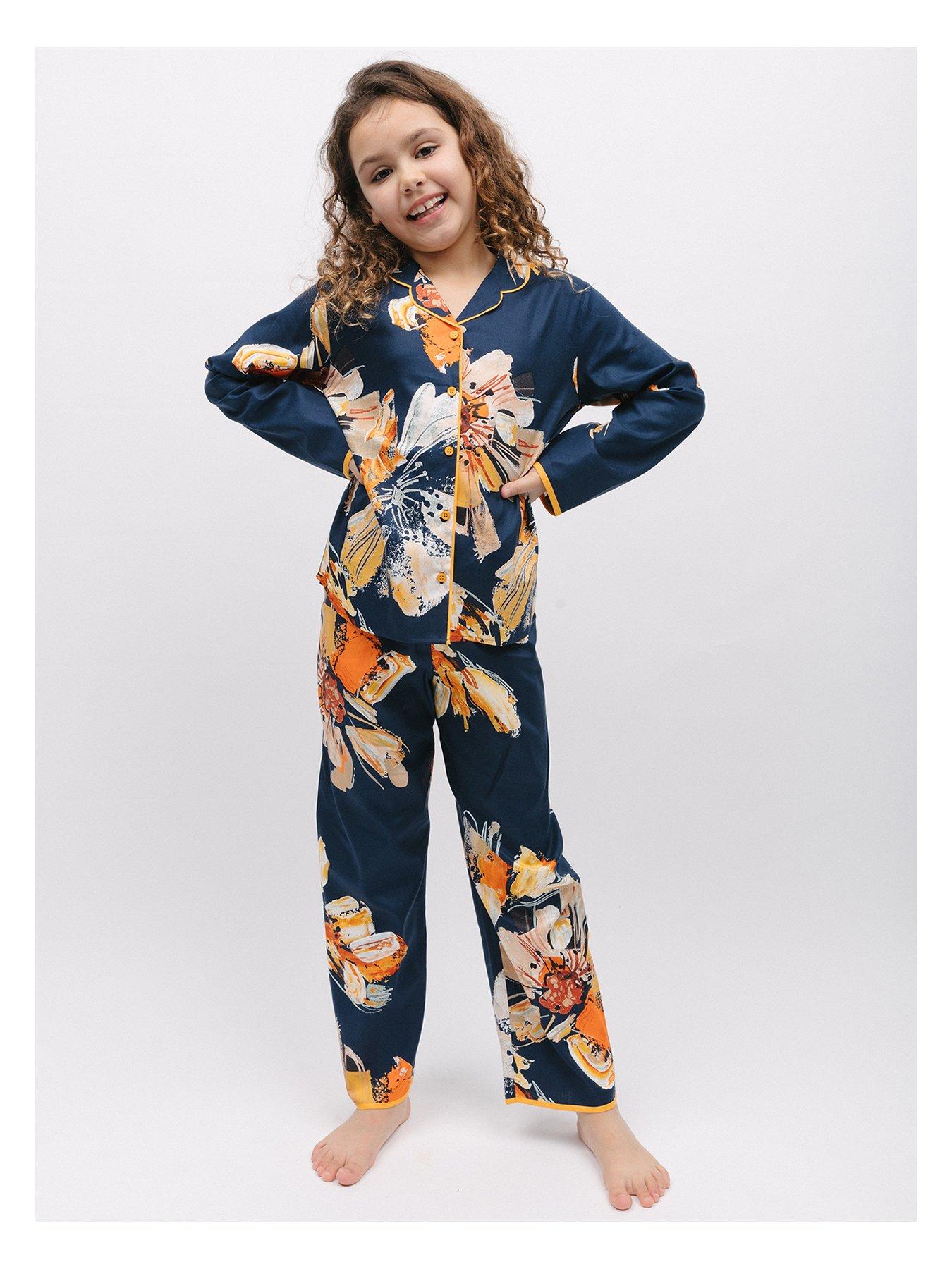 Girls Cosmo Floral Pyjama Set Blue