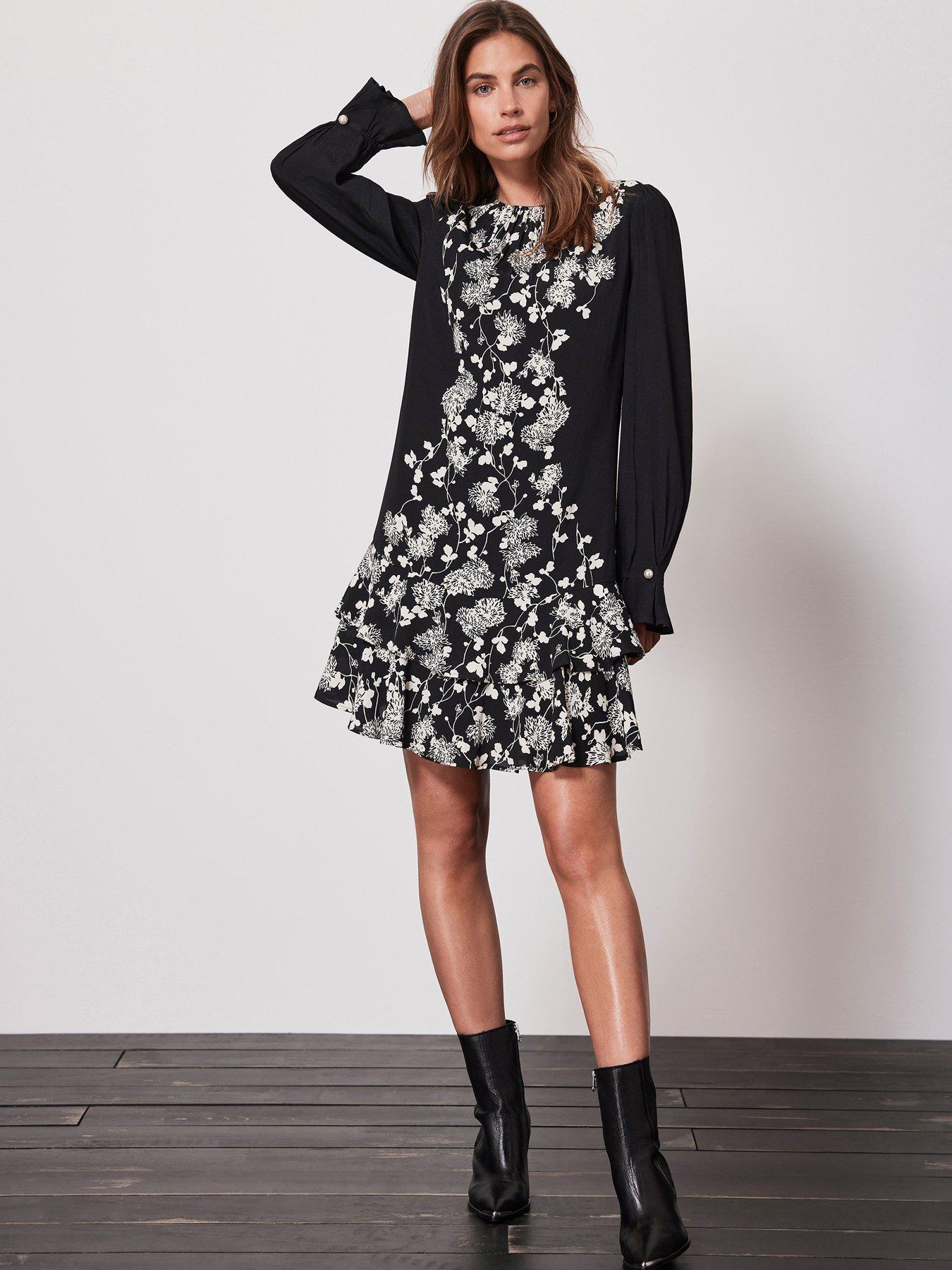 Black floral mini outlet dress