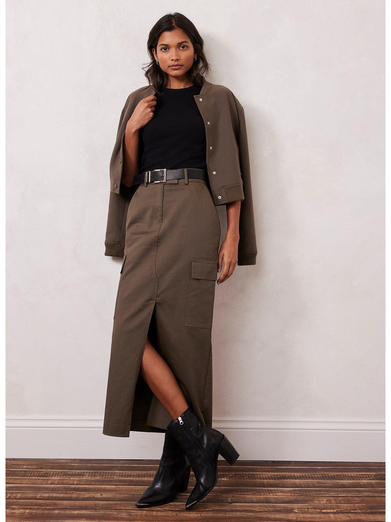 Ruffle 2025 khaki skirt