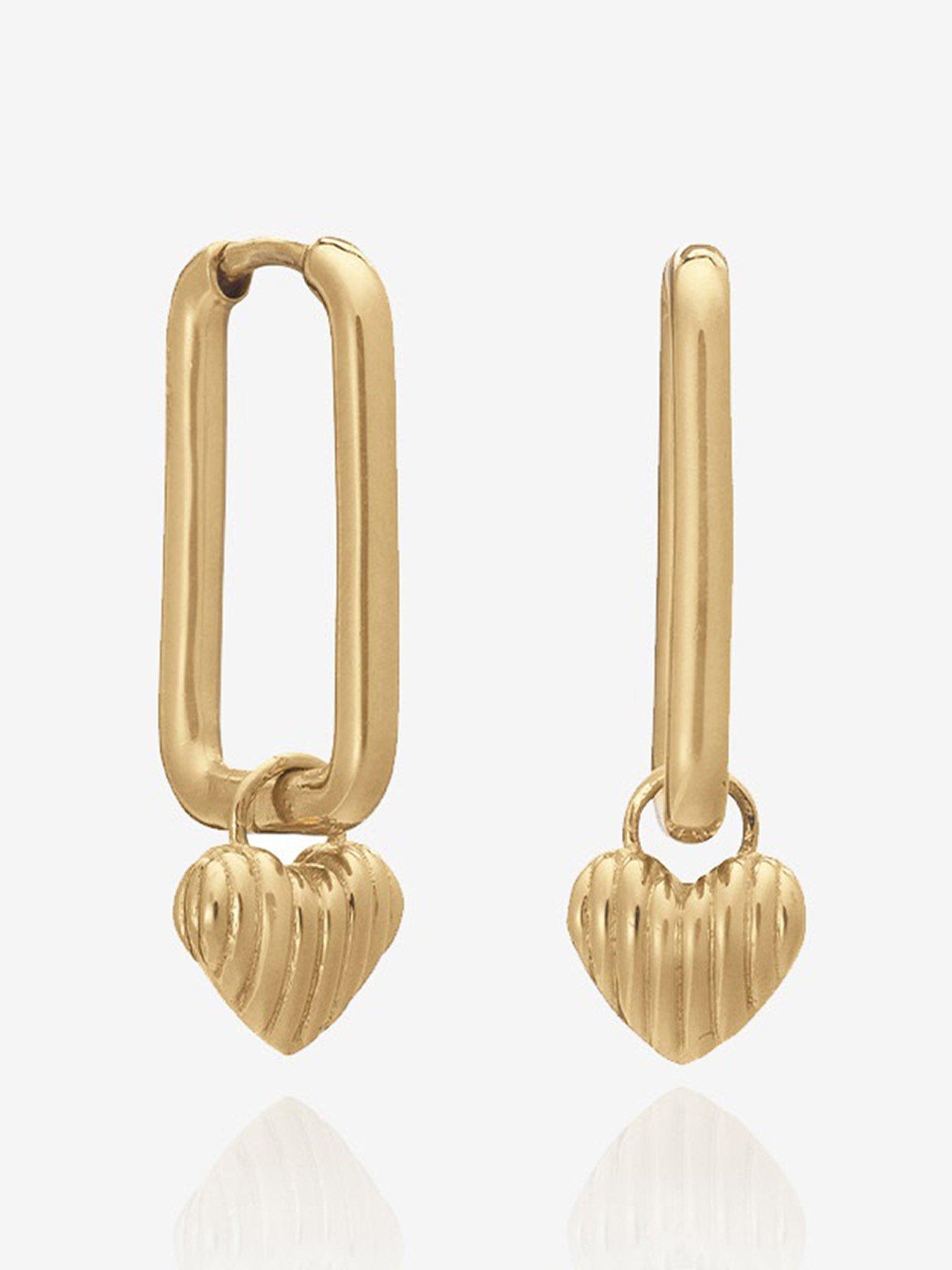 undefined Deco Heart Oval Link Hoop Earrings