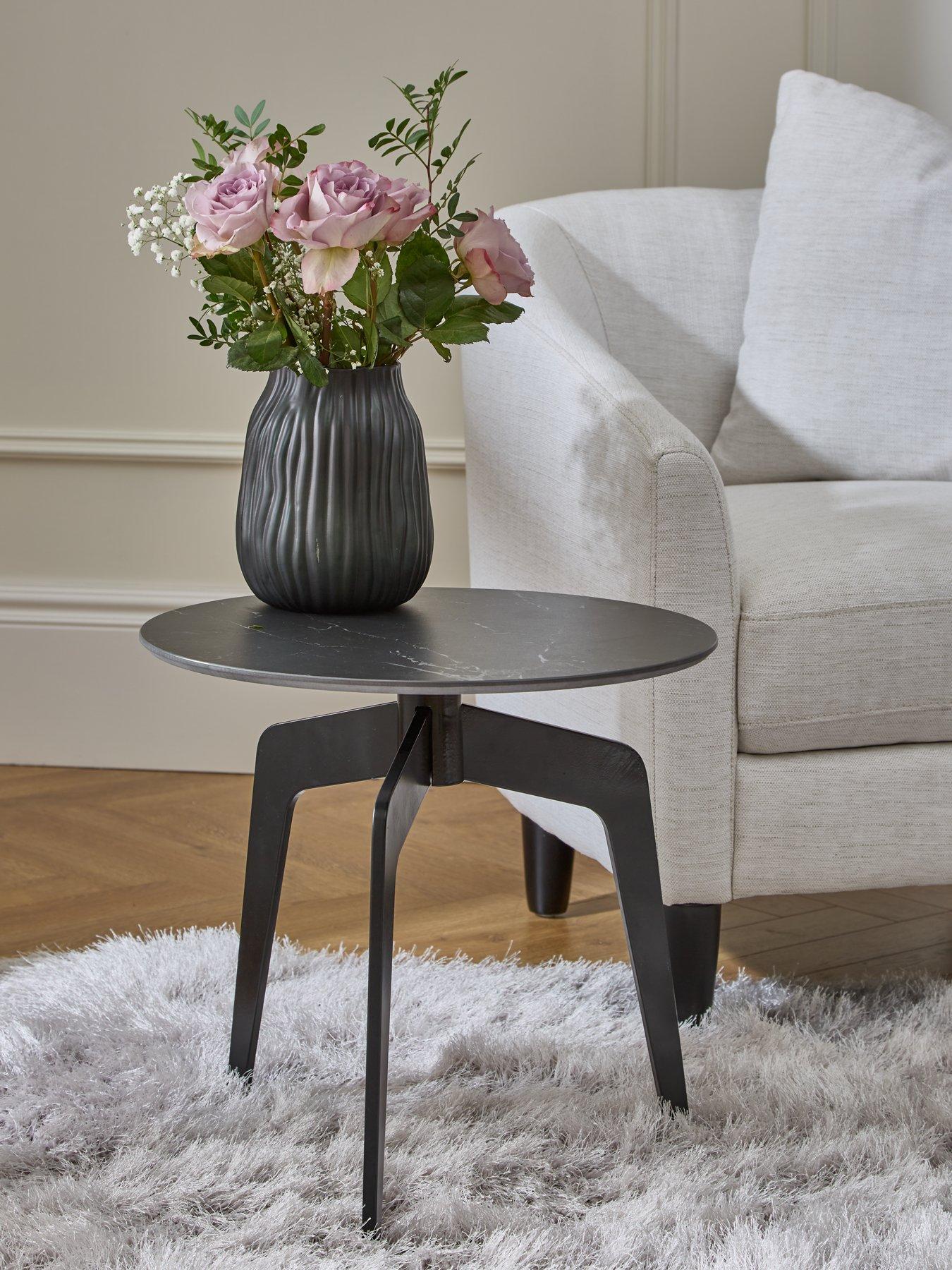 Very Home Stiletto Ceramic Top Side Table - Black