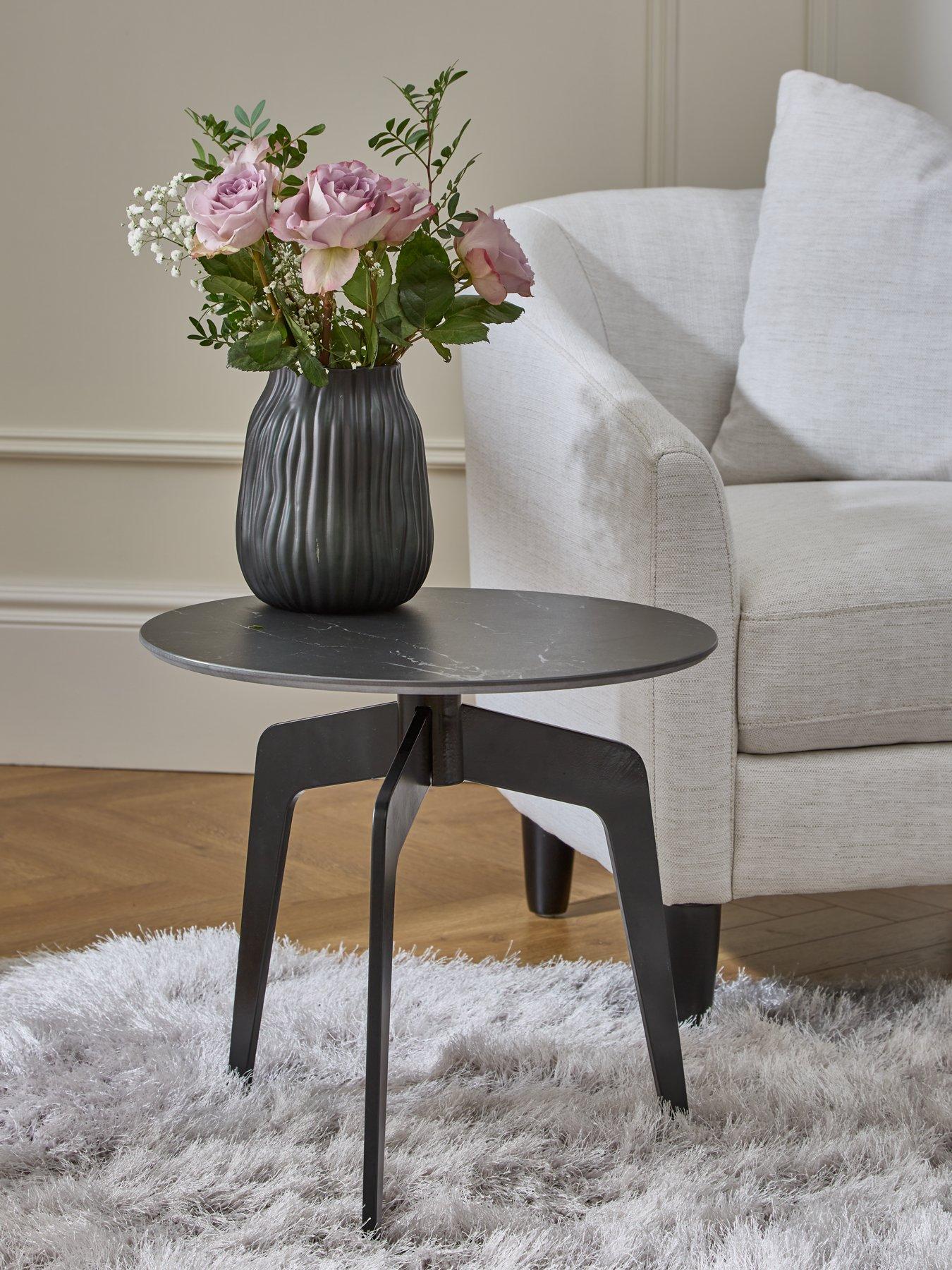 undefined Stiletto Ceramic Top Side Table - Black