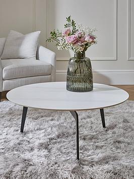 Product photograph of Very Home Stiletto Ceramic Top Coffee Table - White from very.co.uk