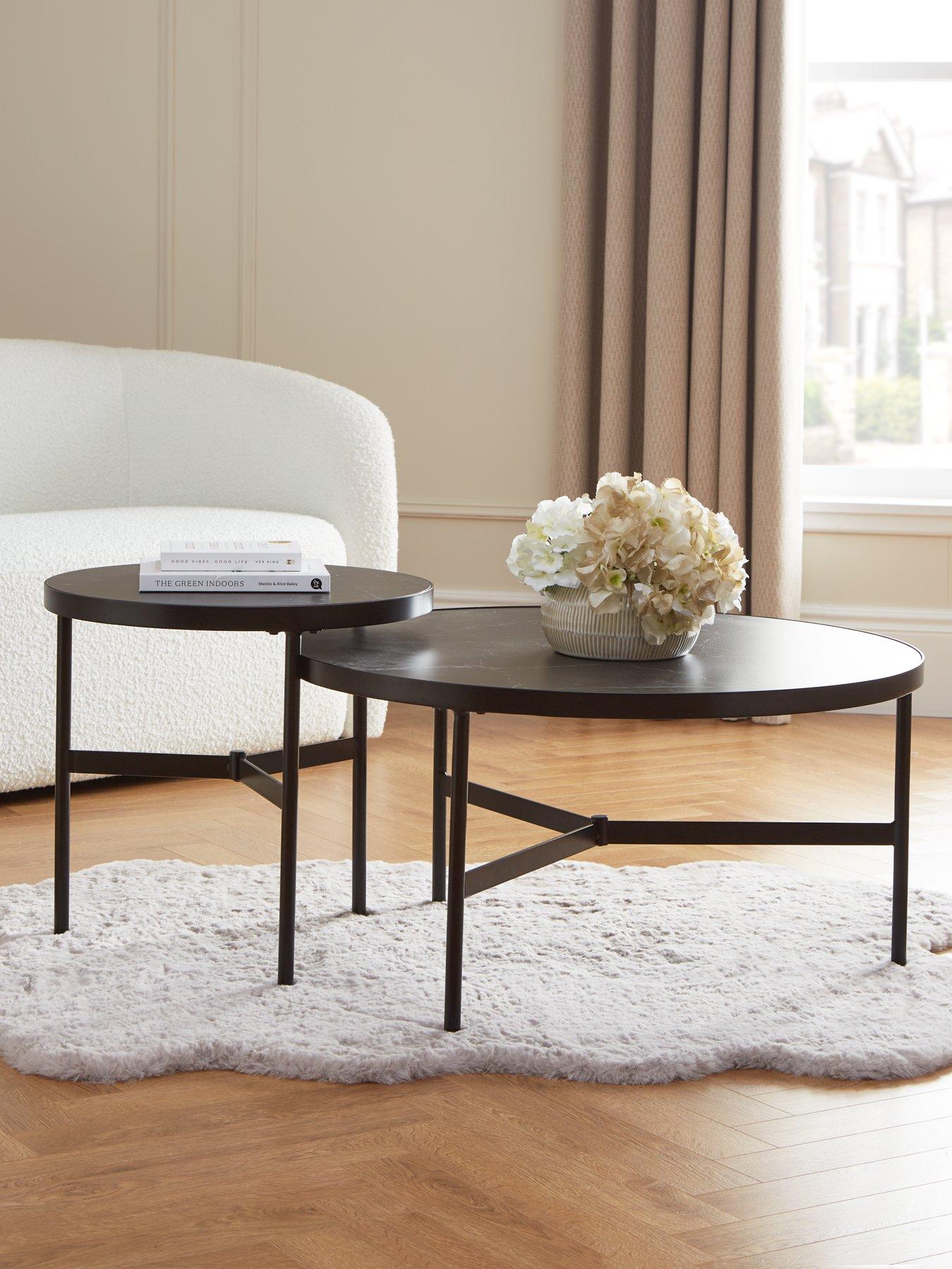 undefined Pisa Ceramic Top Nest of 2 Tables - Black