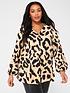  image of v-by-very-curve-pleat-front-shirt-natural-leopard