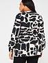  image of v-by-very-curve-drawstring-waist-blouse-mono-print
