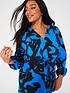  image of v-by-very-curve-drawstring-waist-blouse-blue-print