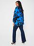  image of v-by-very-curve-drawstring-waist-blouse-blue-print