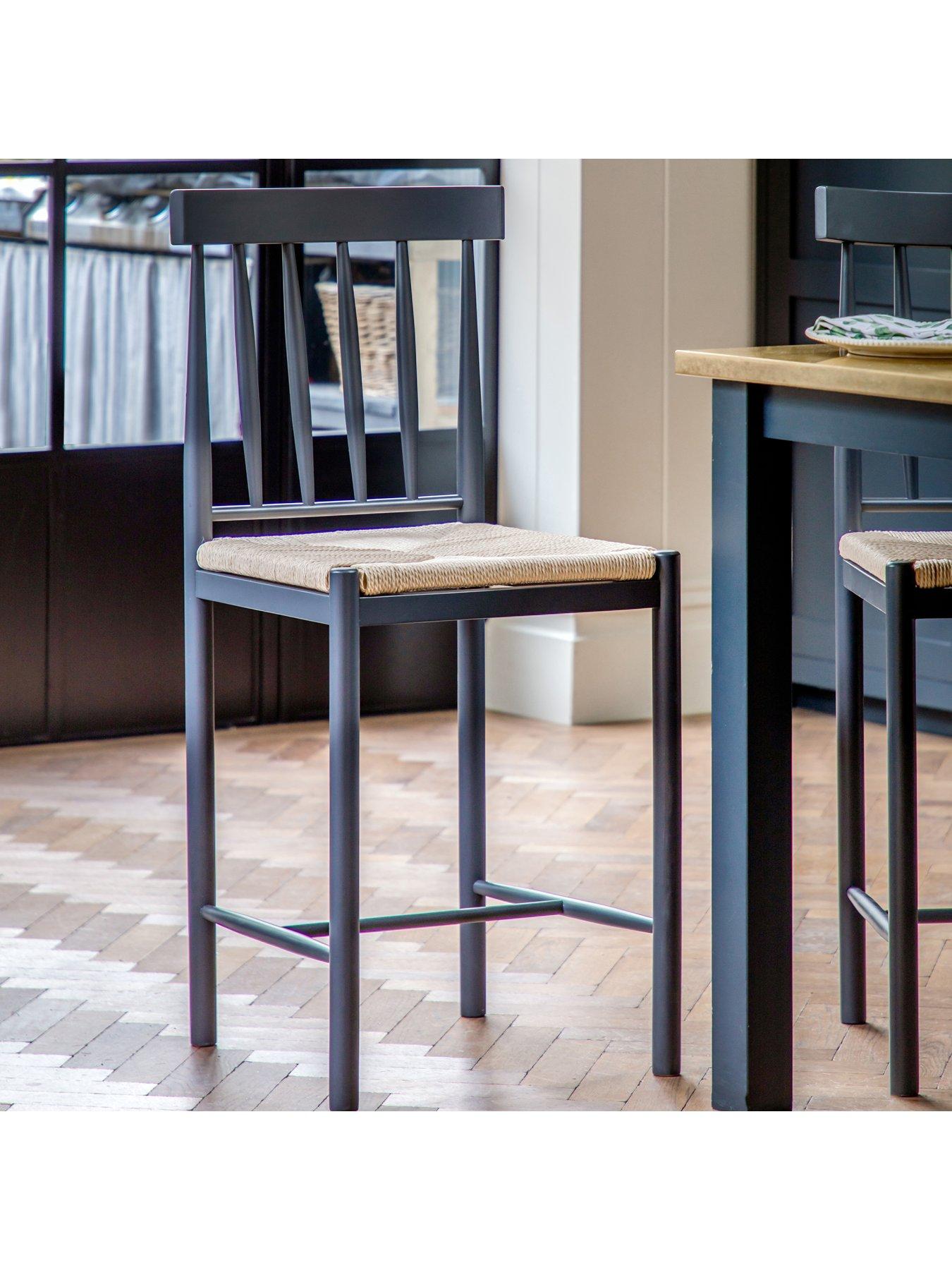 Product photograph of Gallery Pair Of Eton Bar Stools - Oak Blue from very.co.uk