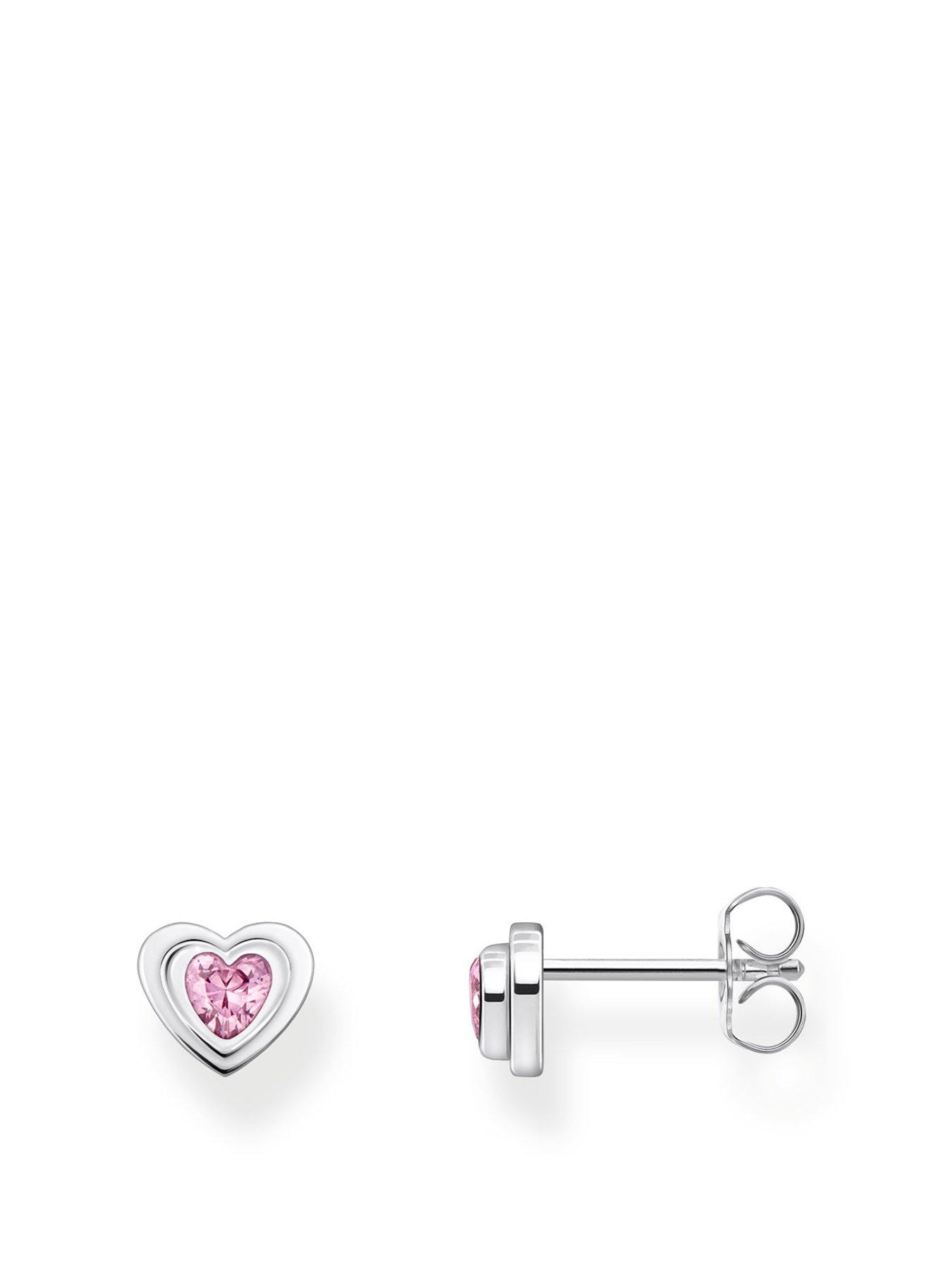 Product photograph of Thomas Sabo Sterling Silver Heart Stud Earrings from very.co.uk