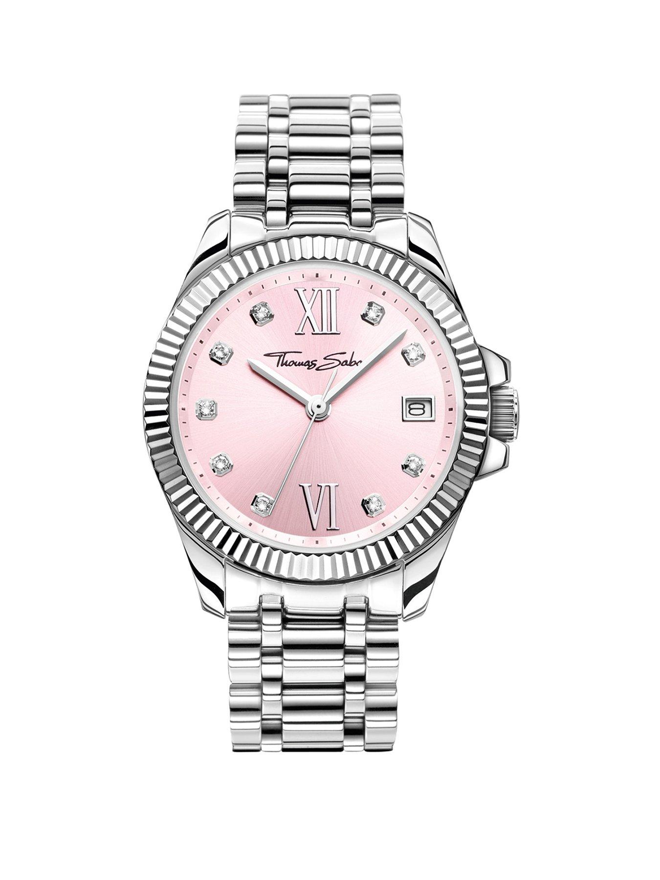Product photograph of Thomas Sabo Divine Colours Pink Dial Stainless Steel Ladies Watch from very.co.uk