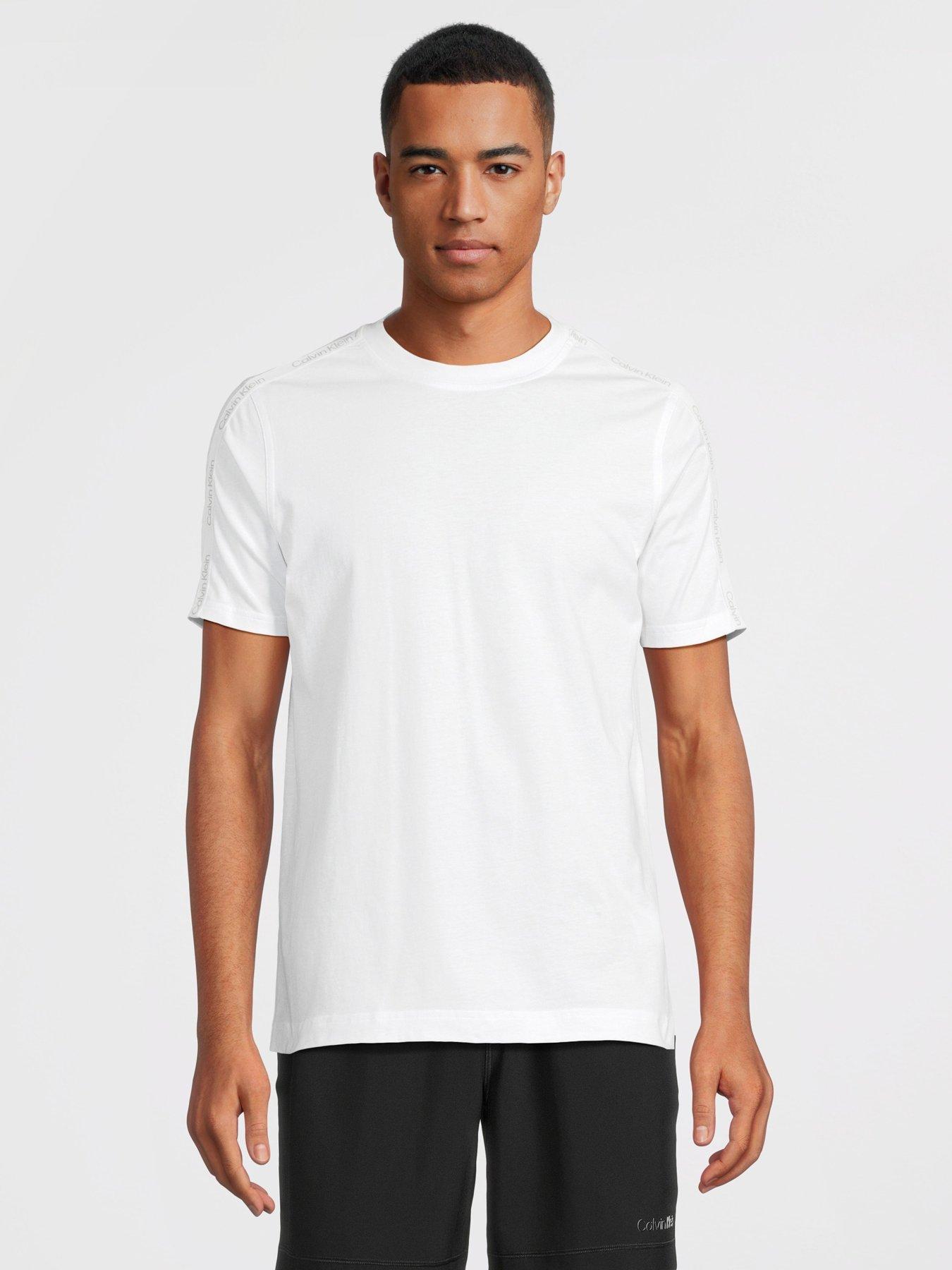 Calvin Klein CK Sport Tape Logo Short Sleeve T-shirt - White | Very.co.uk