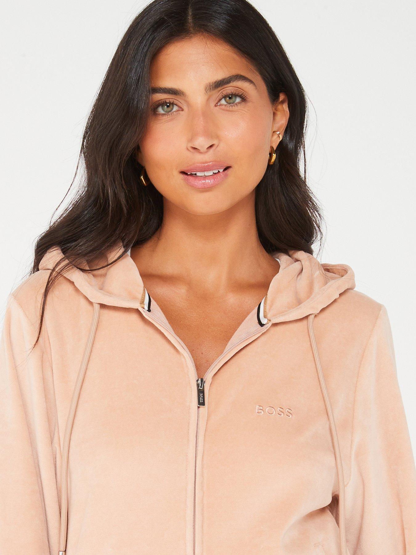 BOSS Seasonal Velour Zip-through Hoodie - Pink | Very.co.uk