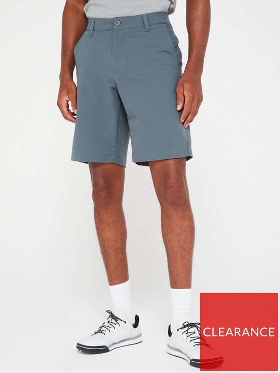 front image of under-armour-mens-golf-tech-shorts-grey