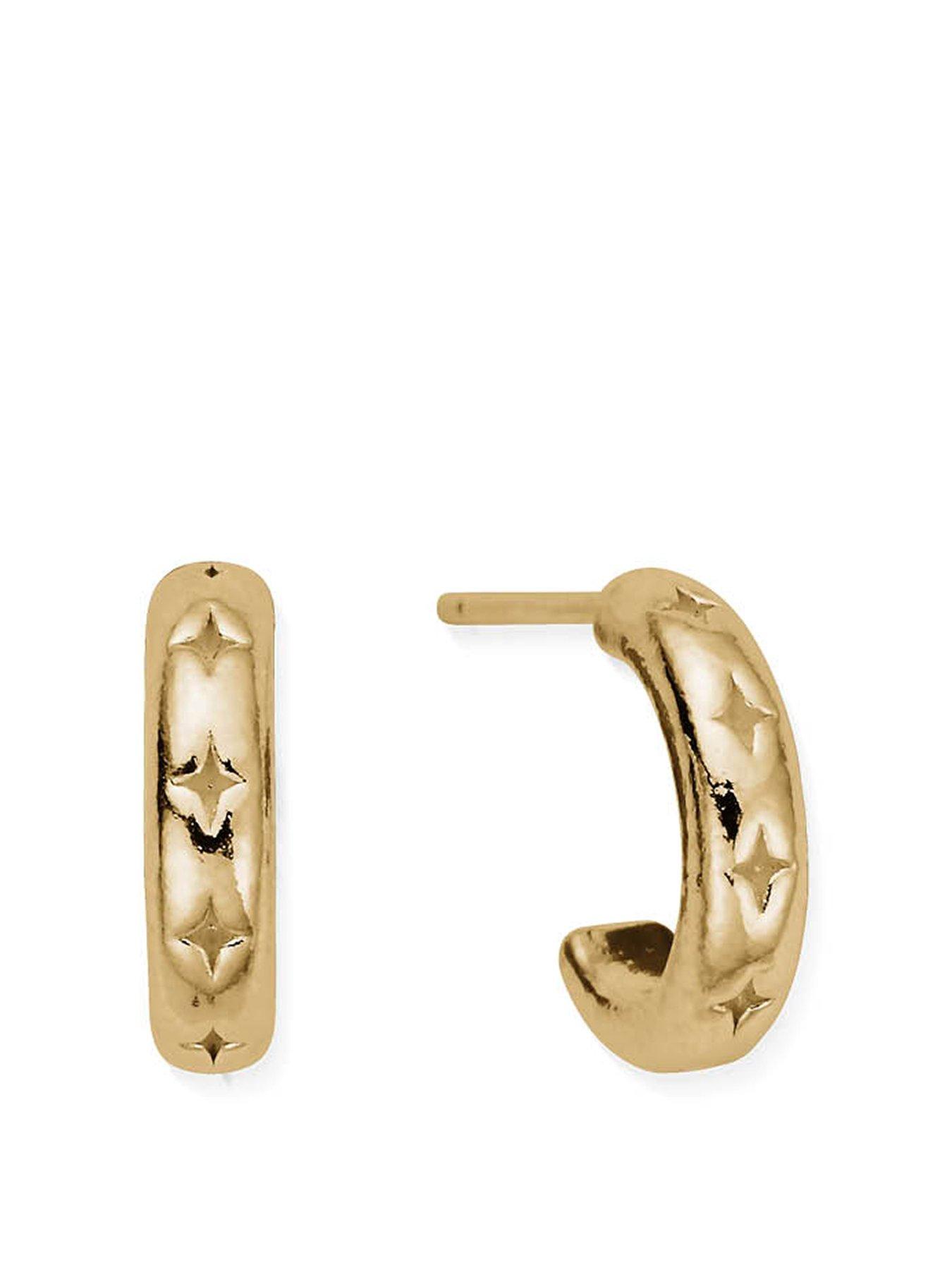 Product photograph of Chlobo Gold Cut Out North Star Huggie Hoops from very.co.uk