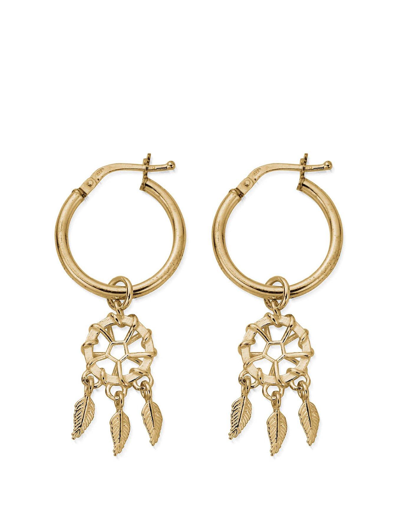 Product photograph of Chlobo Gold Dream Catcher Hoops from very.co.uk