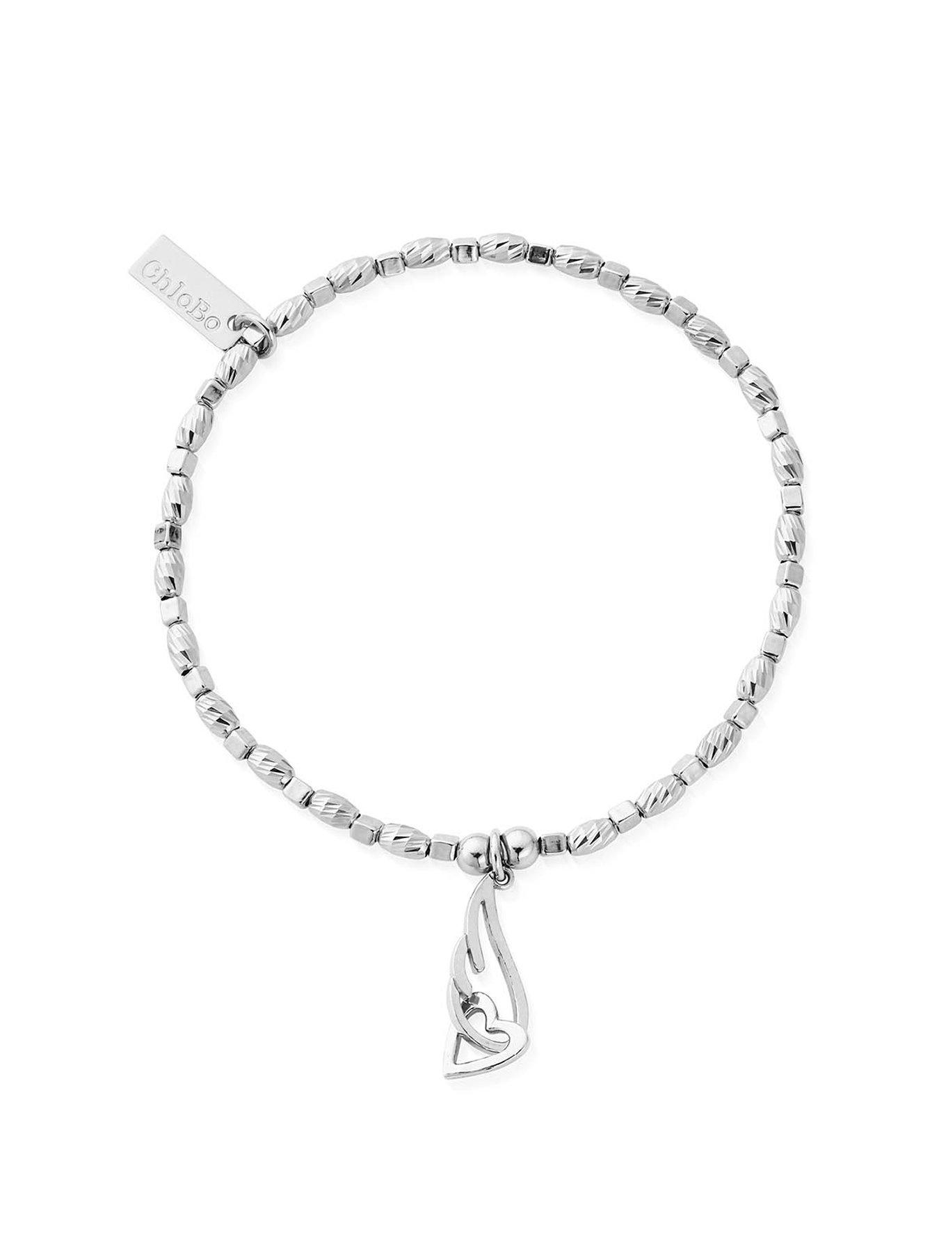 Product photograph of Chlobo Soul Glow Interlocking Heart And Angel Wing Bracelet from very.co.uk