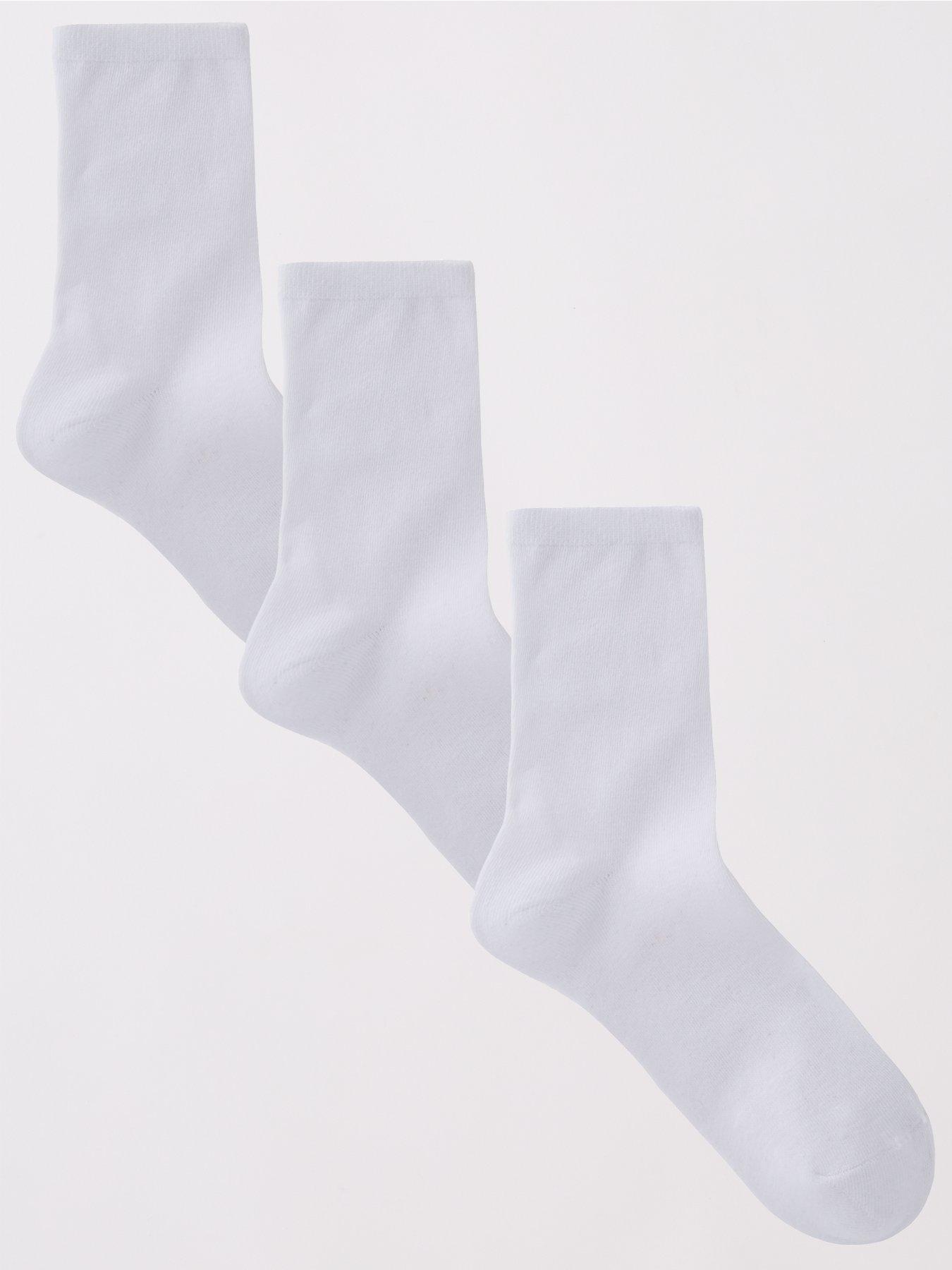 undefined 3 Pack Ankle Socks - White