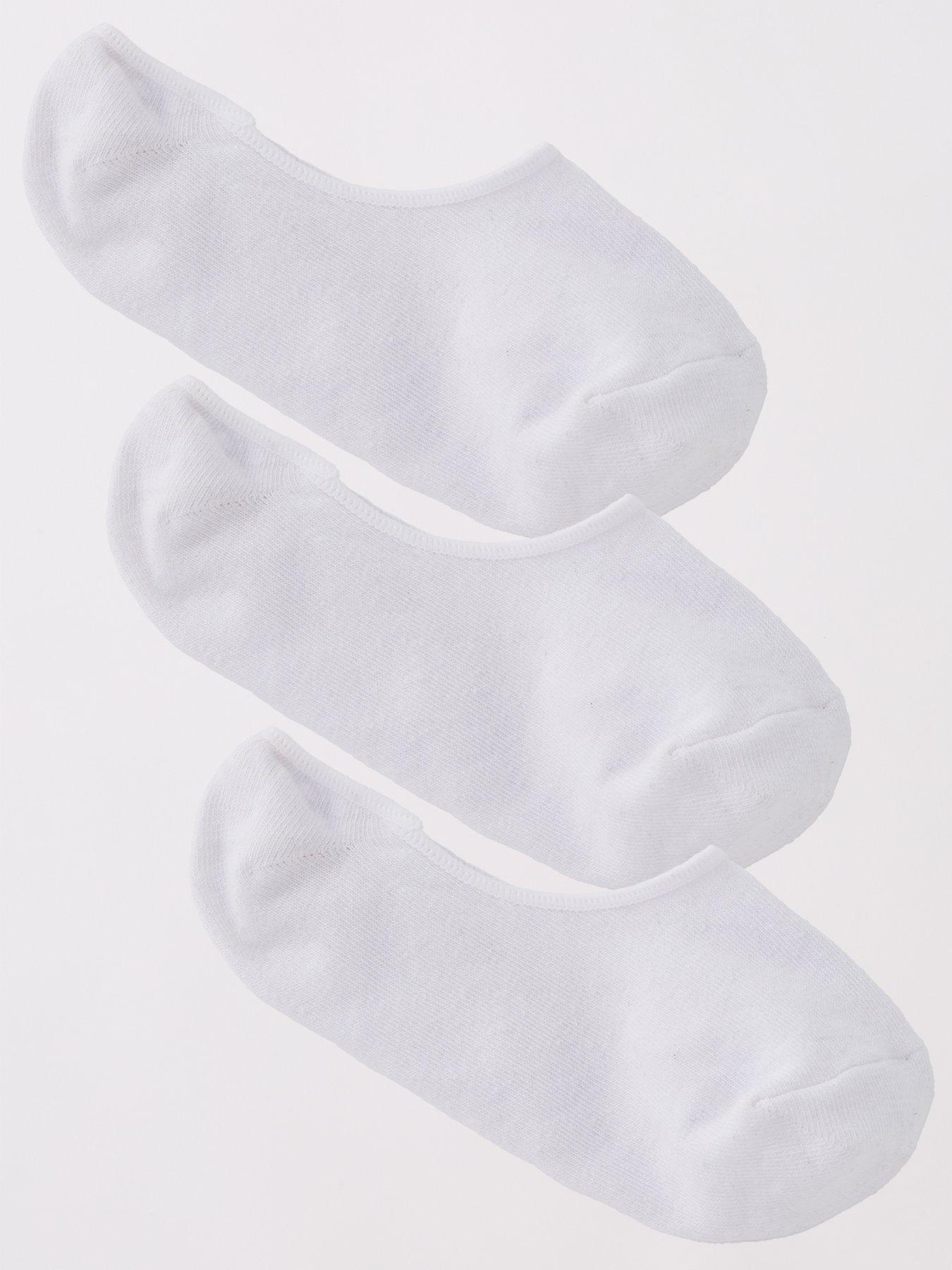 undefined 3 Pack Invisible Trainer Liner Socks With Heel Grips - White