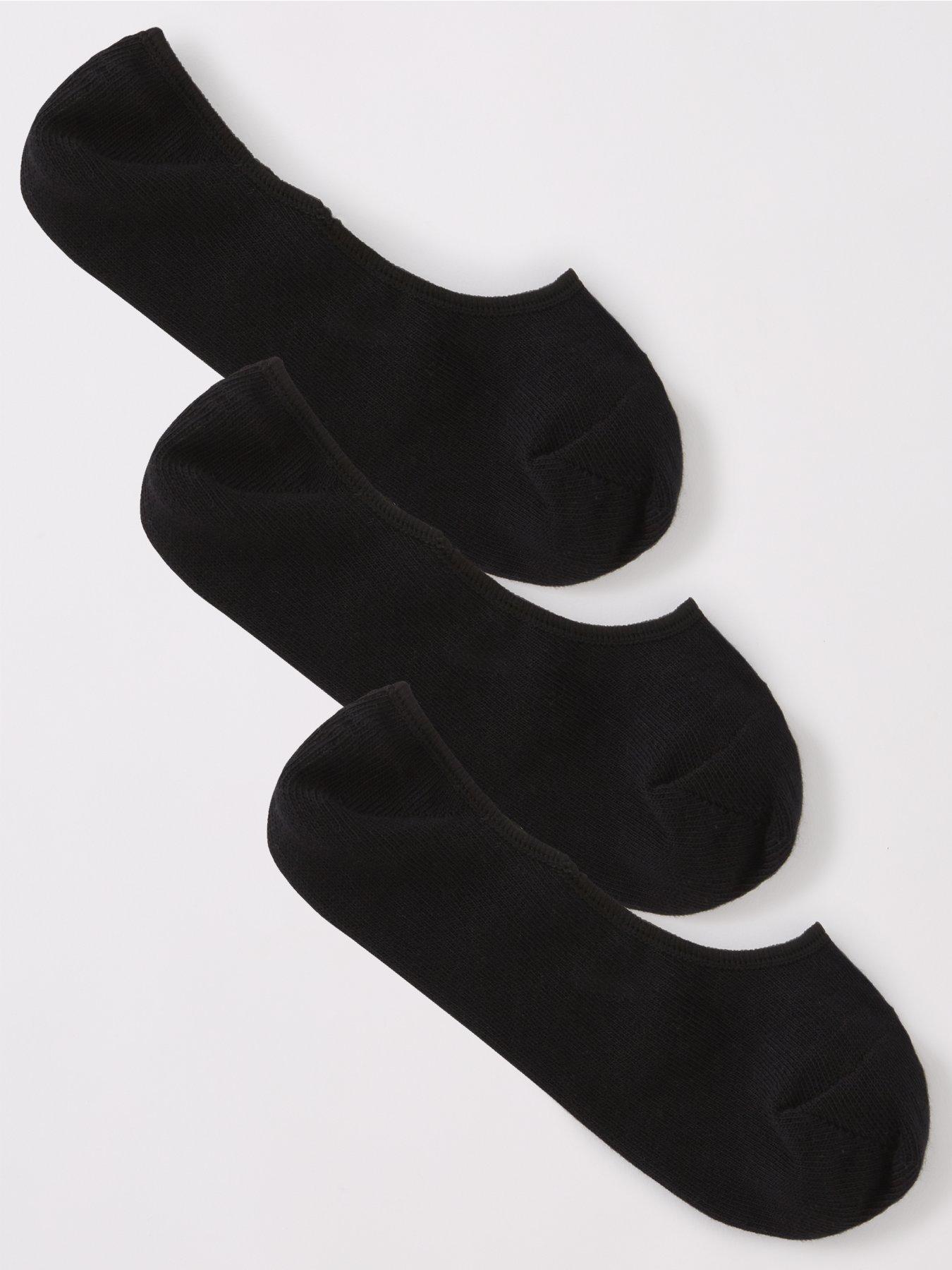 The Very Collection 3 Pack Invisible Trainer Liner Socks with Heel Grips - Black
