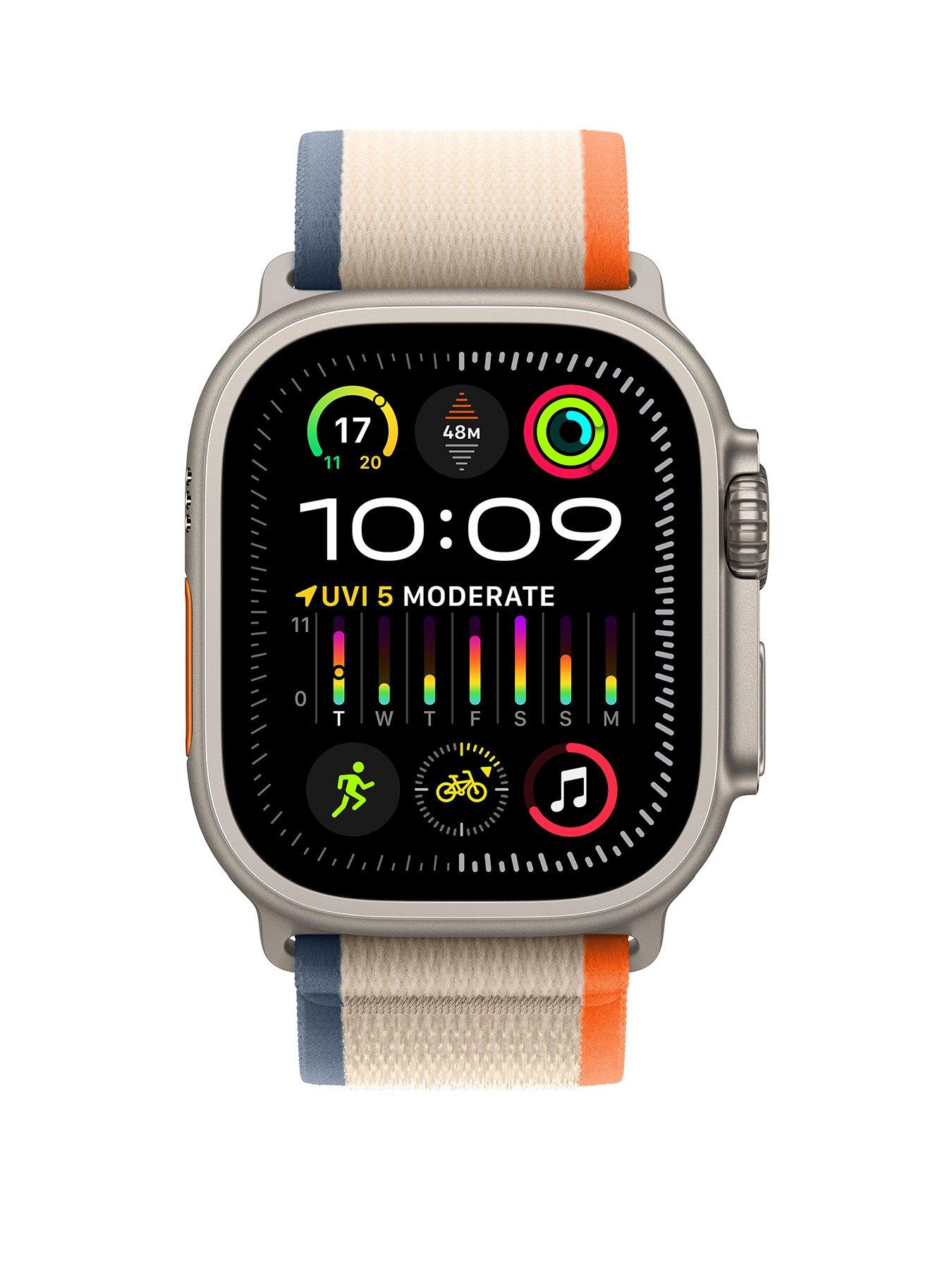 Image 2 of 7 of Apple Watch Ultra 2 (GPS + Cellular), 49mm Titanium Case with Orange/Beige Trail Loop - M/L