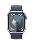  image of apple-watch-series-9-gps-41mm-silver-aluminium-case-with-storm-blue-sport-band