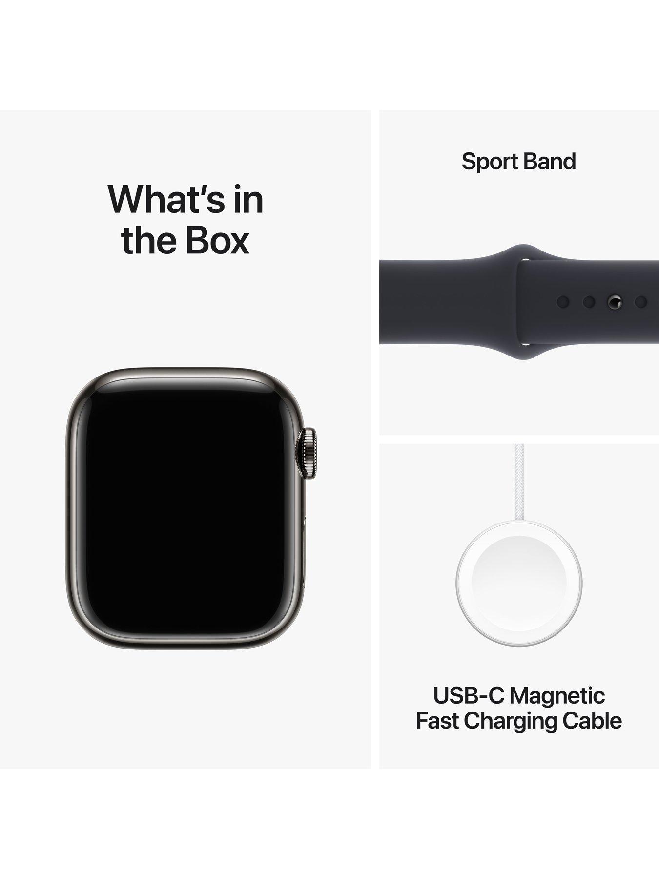 Image 7 of 8 of Apple Watch Series&nbsp;9 GPS + Cellular 41mm Graphite Stainless Steel Case with Midnight Sport Band - S/M