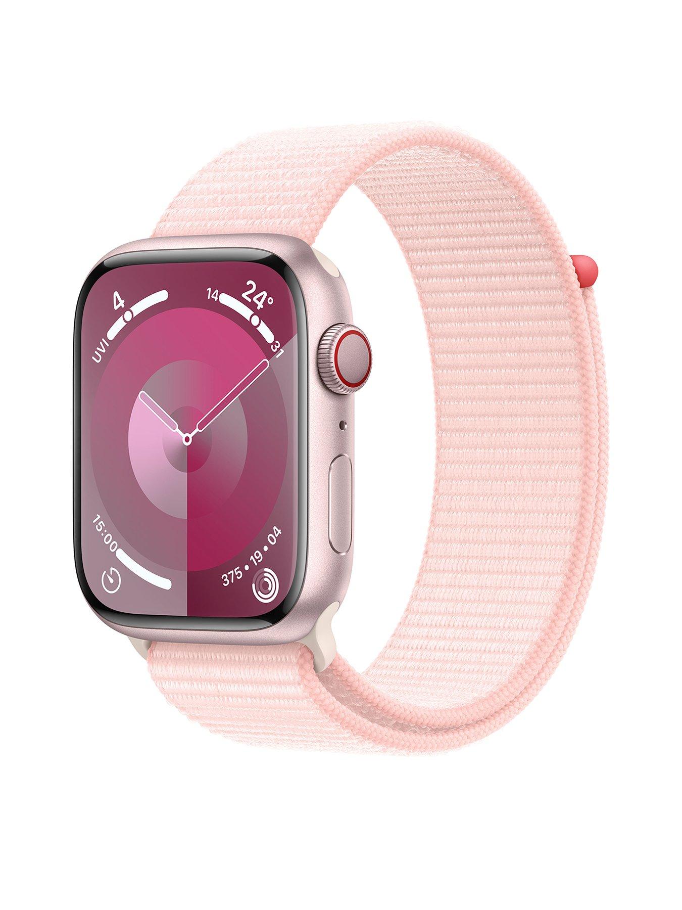 Apple Watch Series 9 (GPS + Cellular), 45mm Pink Aluminium Case with Light  Pink Sport Loop | Very.co.uk